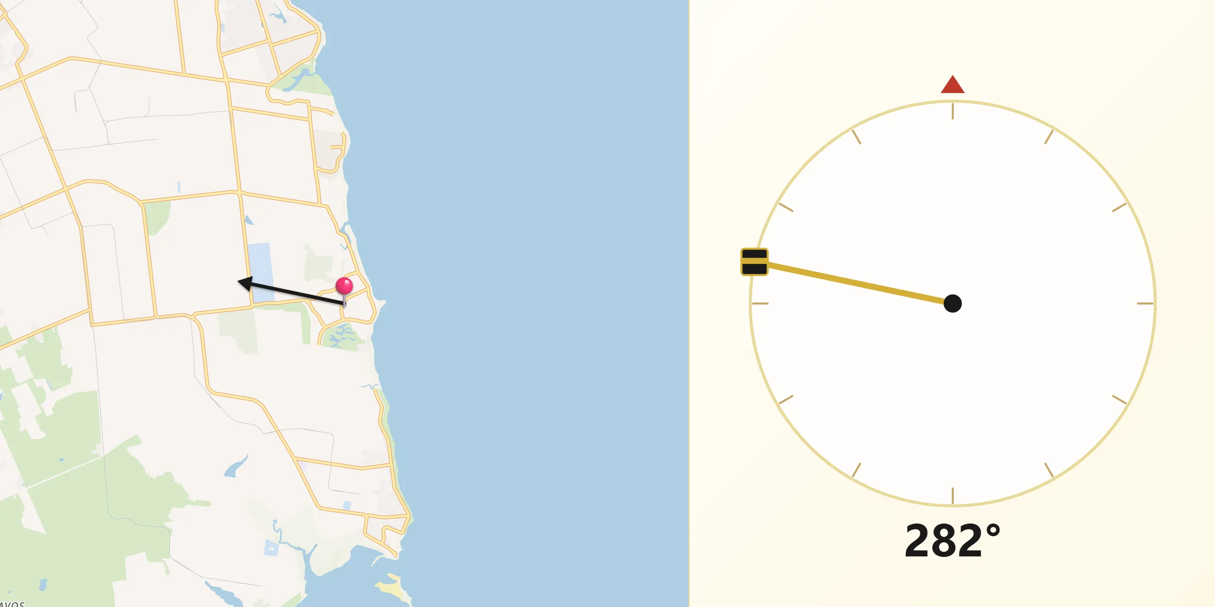 Qibla Direction from Coral Cove