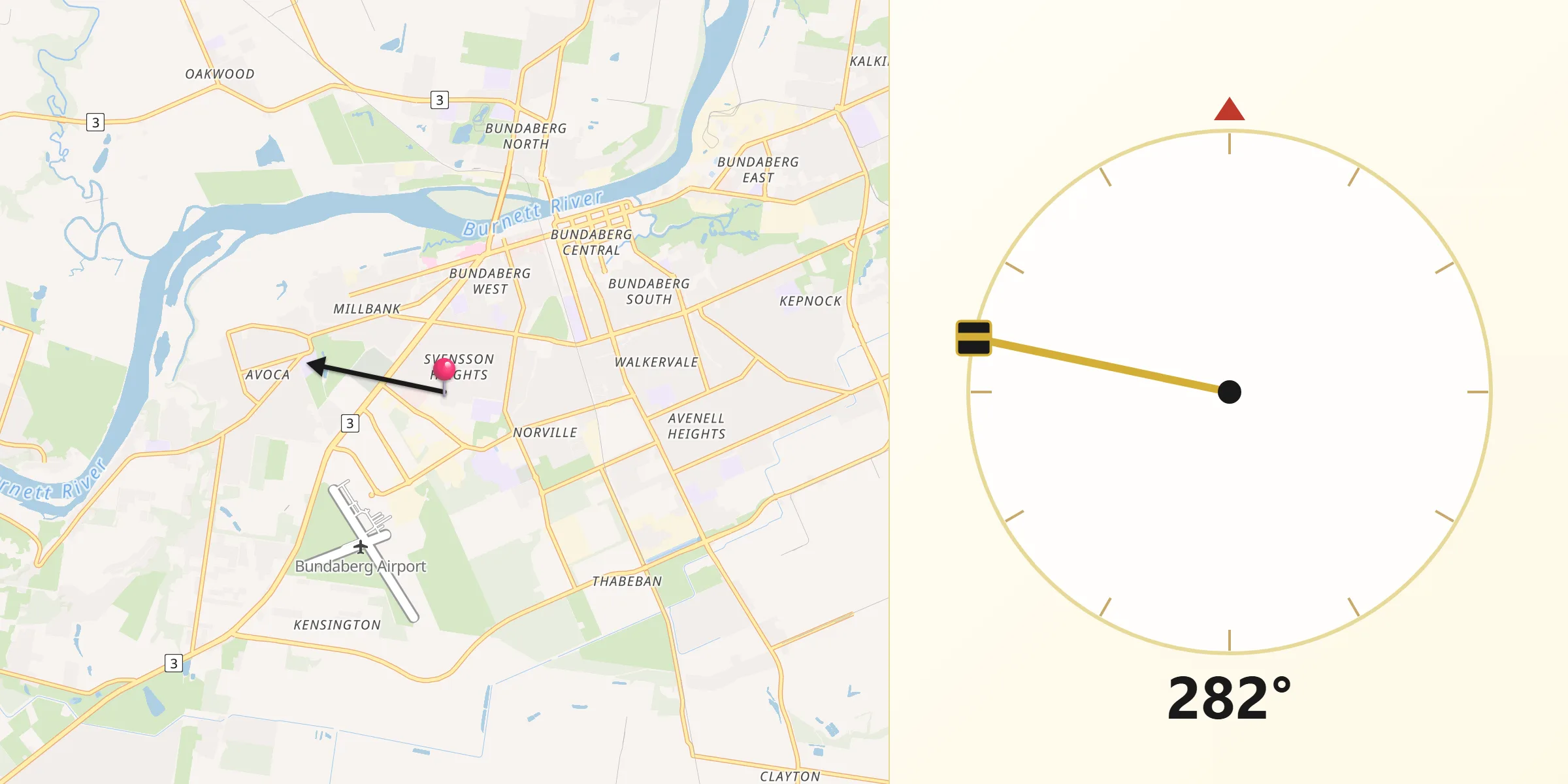 Qibla Direction from Svensson Heights