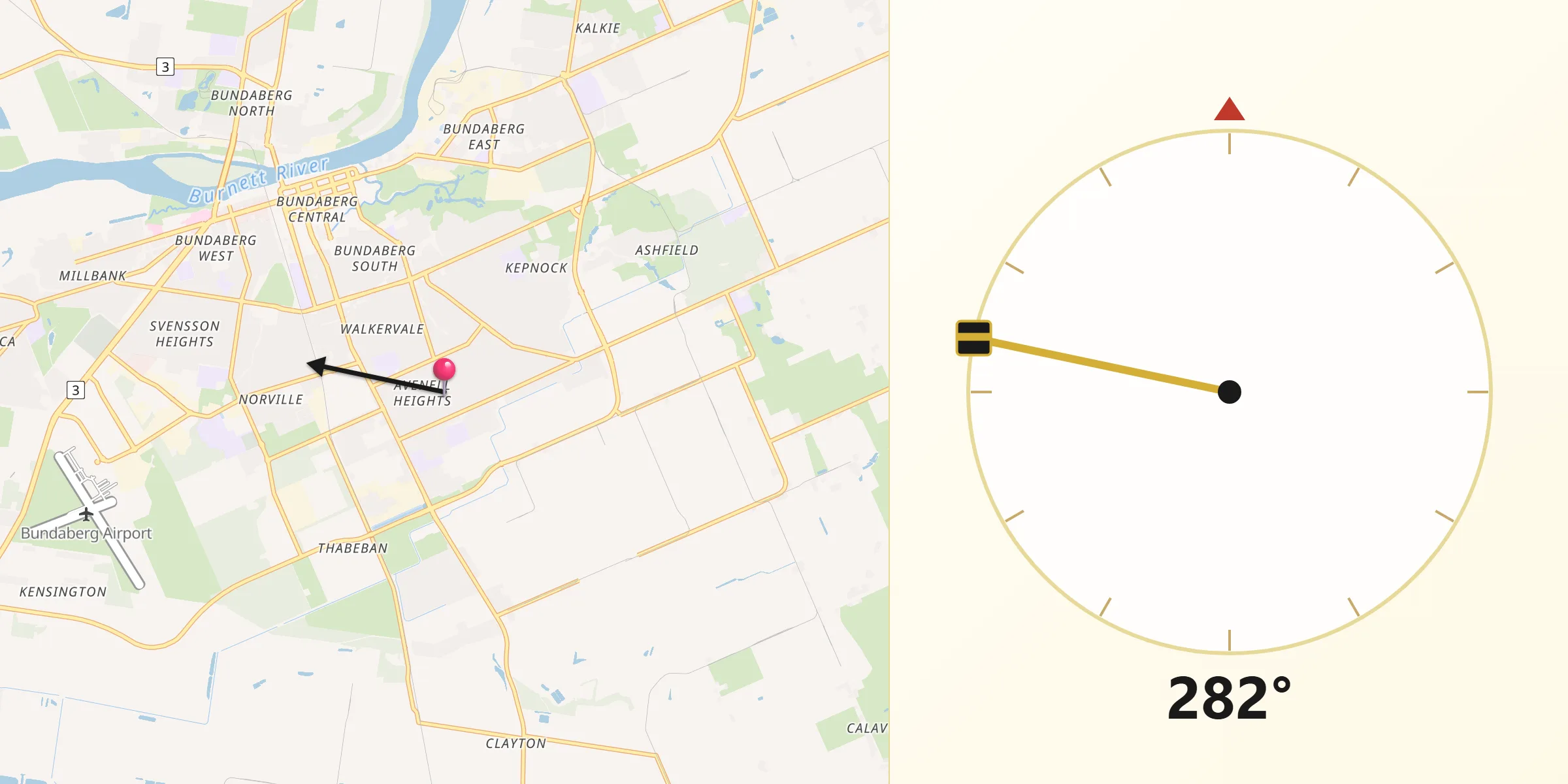 Qibla Direction from Avenell Heights