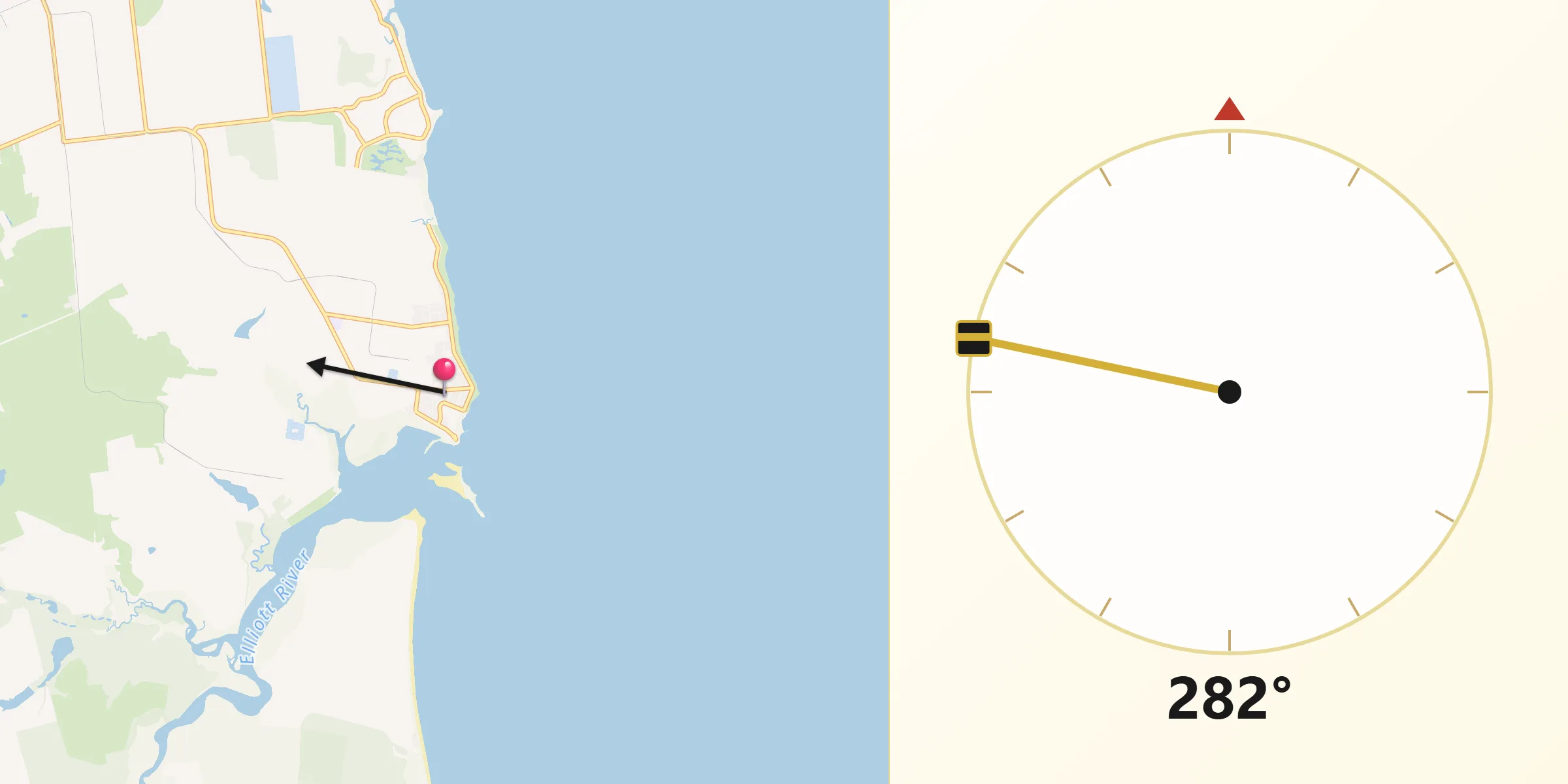 Qibla Direction from Elliott Heads