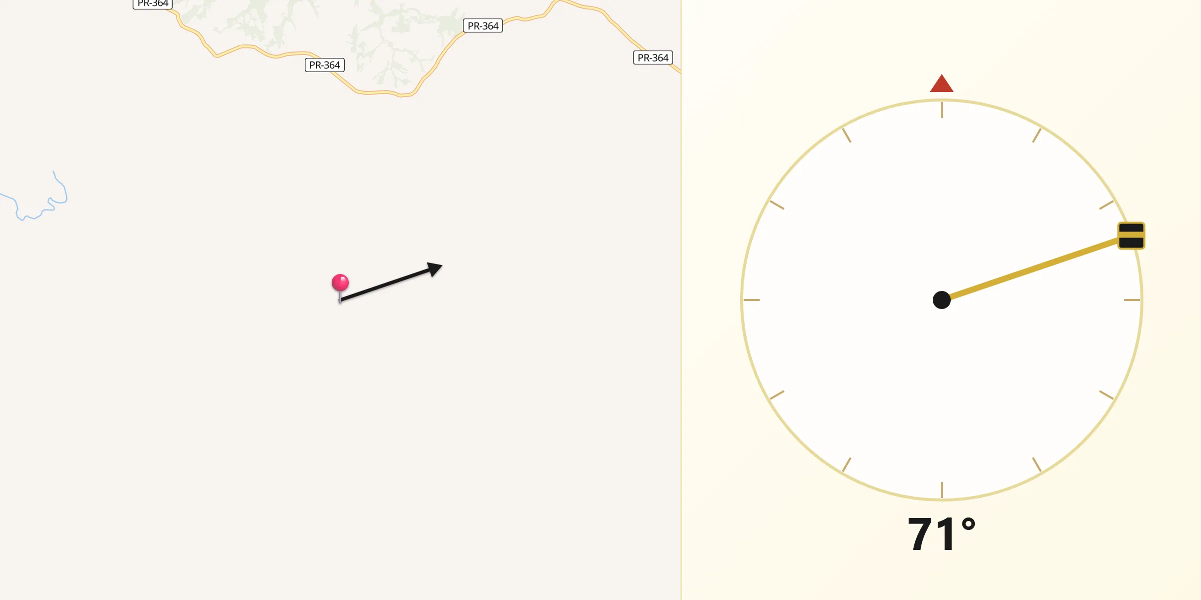 Direção da Qibla a partir de Laranjal