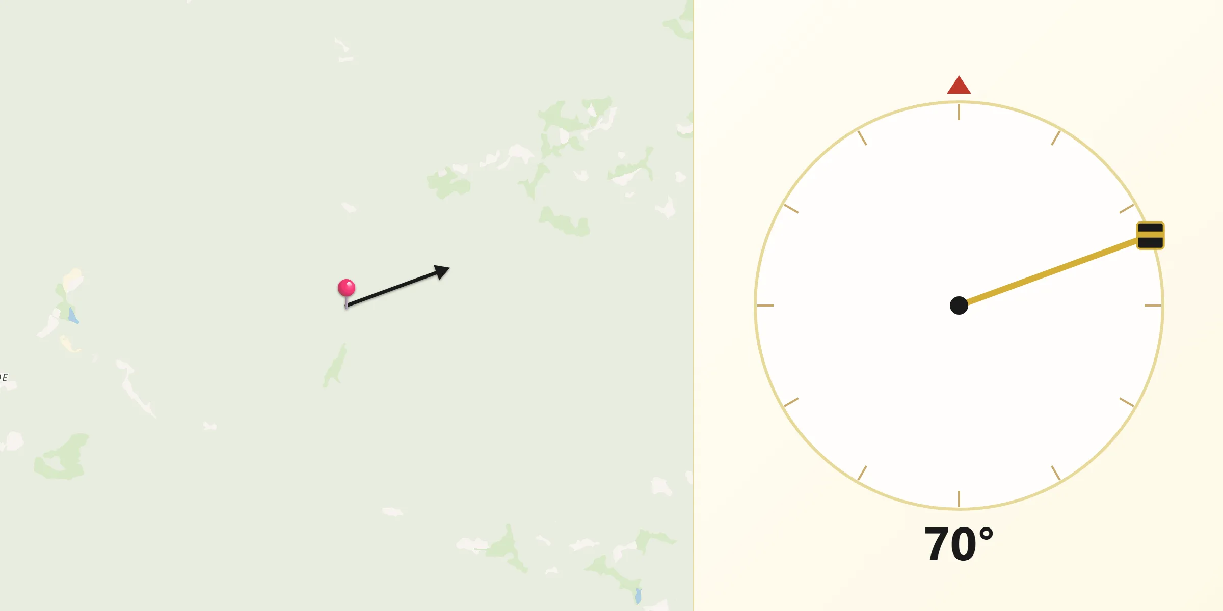 Direção da Qibla a partir de Tunas do Paraná