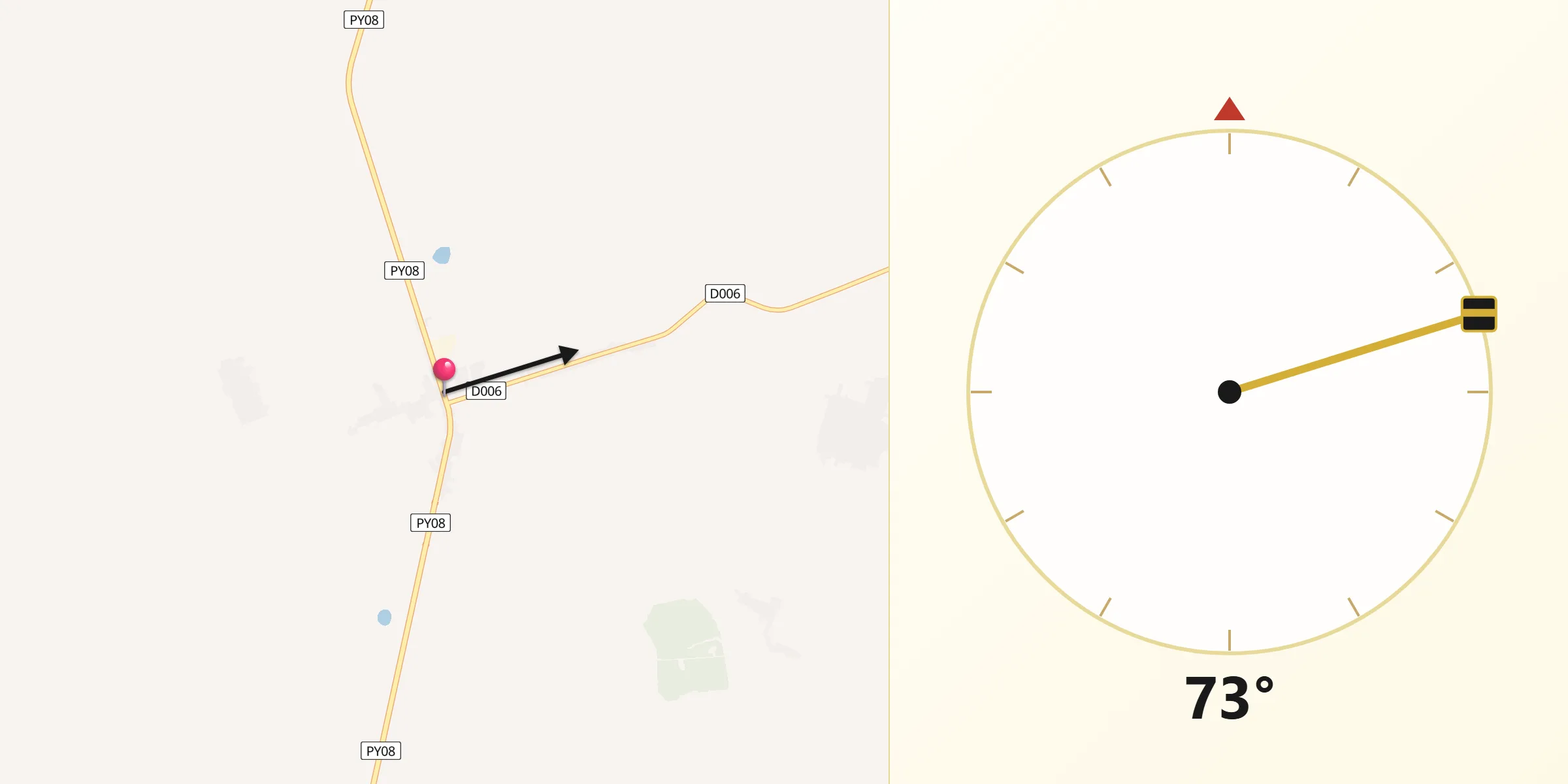 Dirección de la Qibla desde Mbutuý