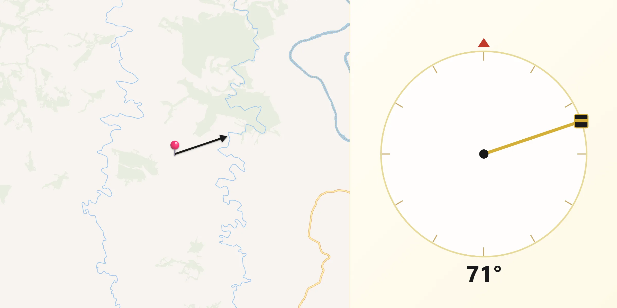 Direção da Qibla a partir de Diamante do Sul