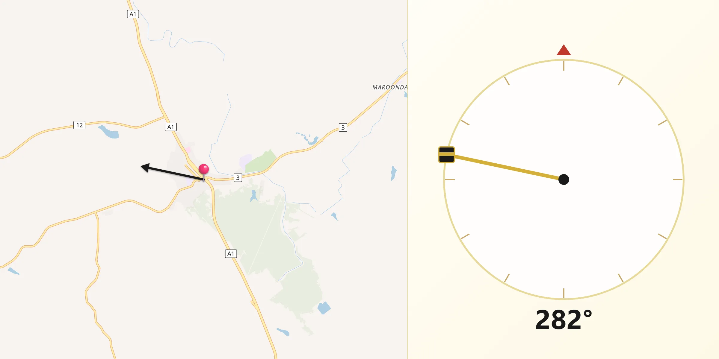 Qibla Direction from Gin Gin