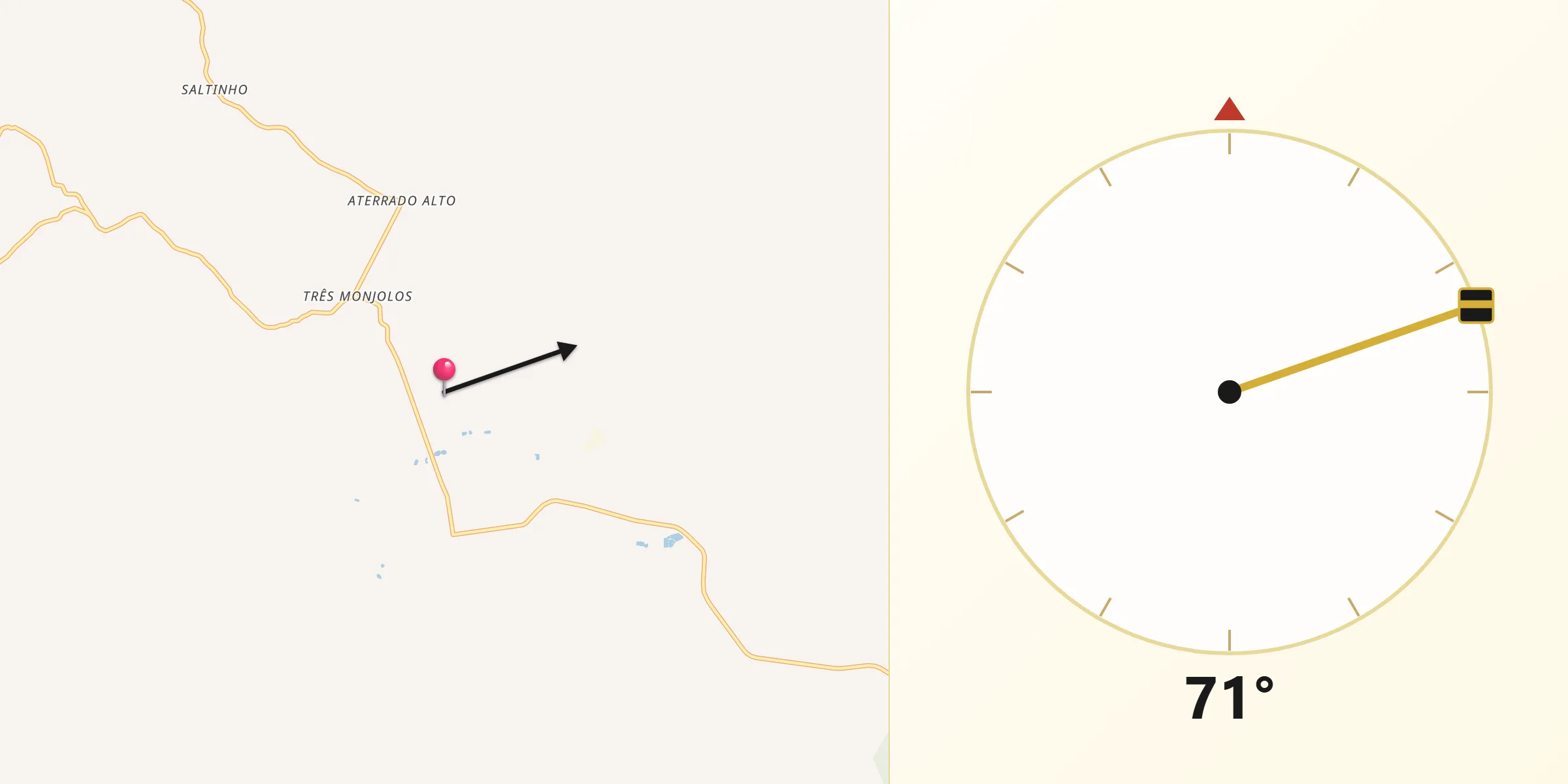 Direção da Qibla a partir de Ivaí