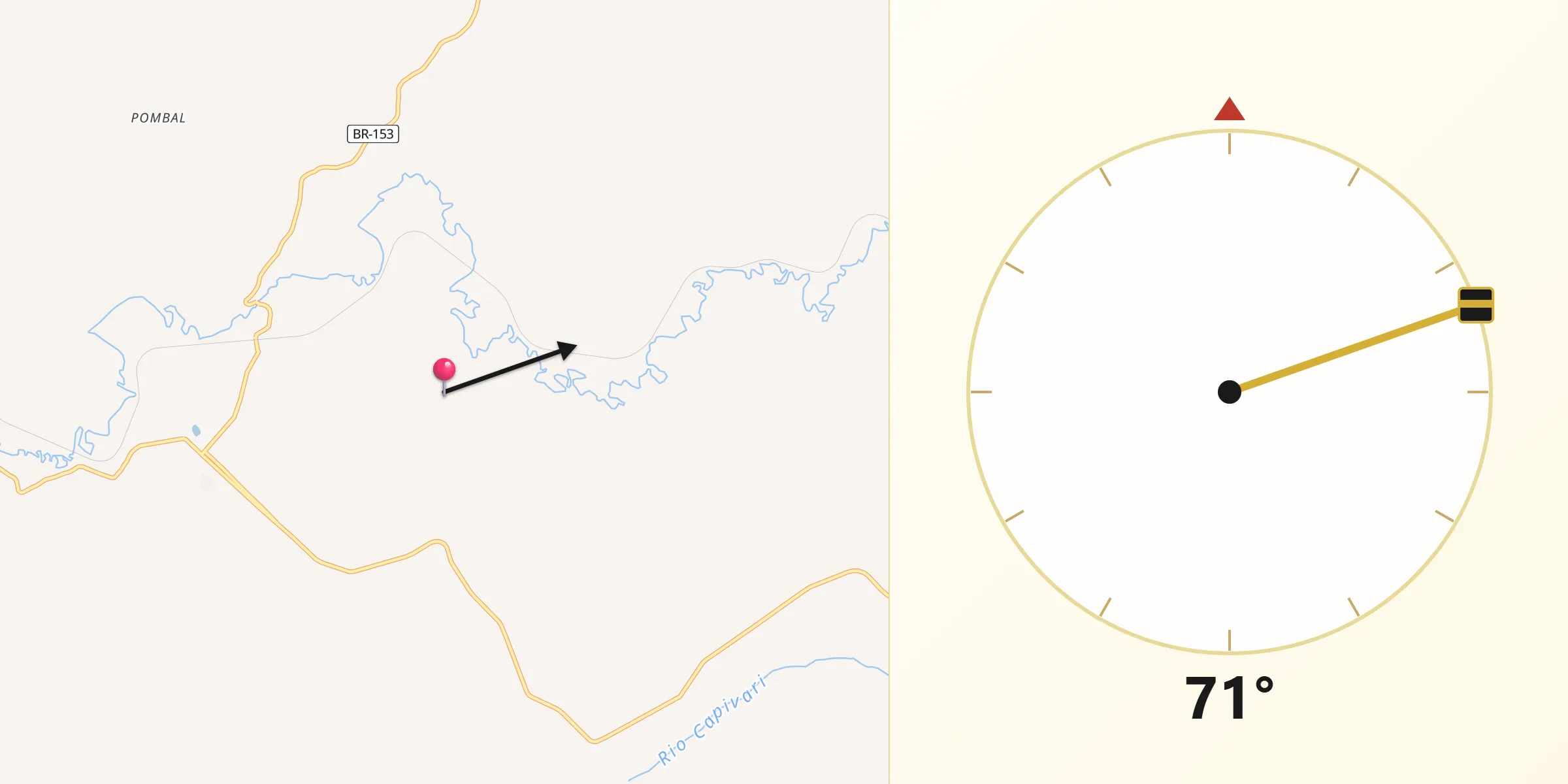 Direção da Qibla a partir de Ipiranga