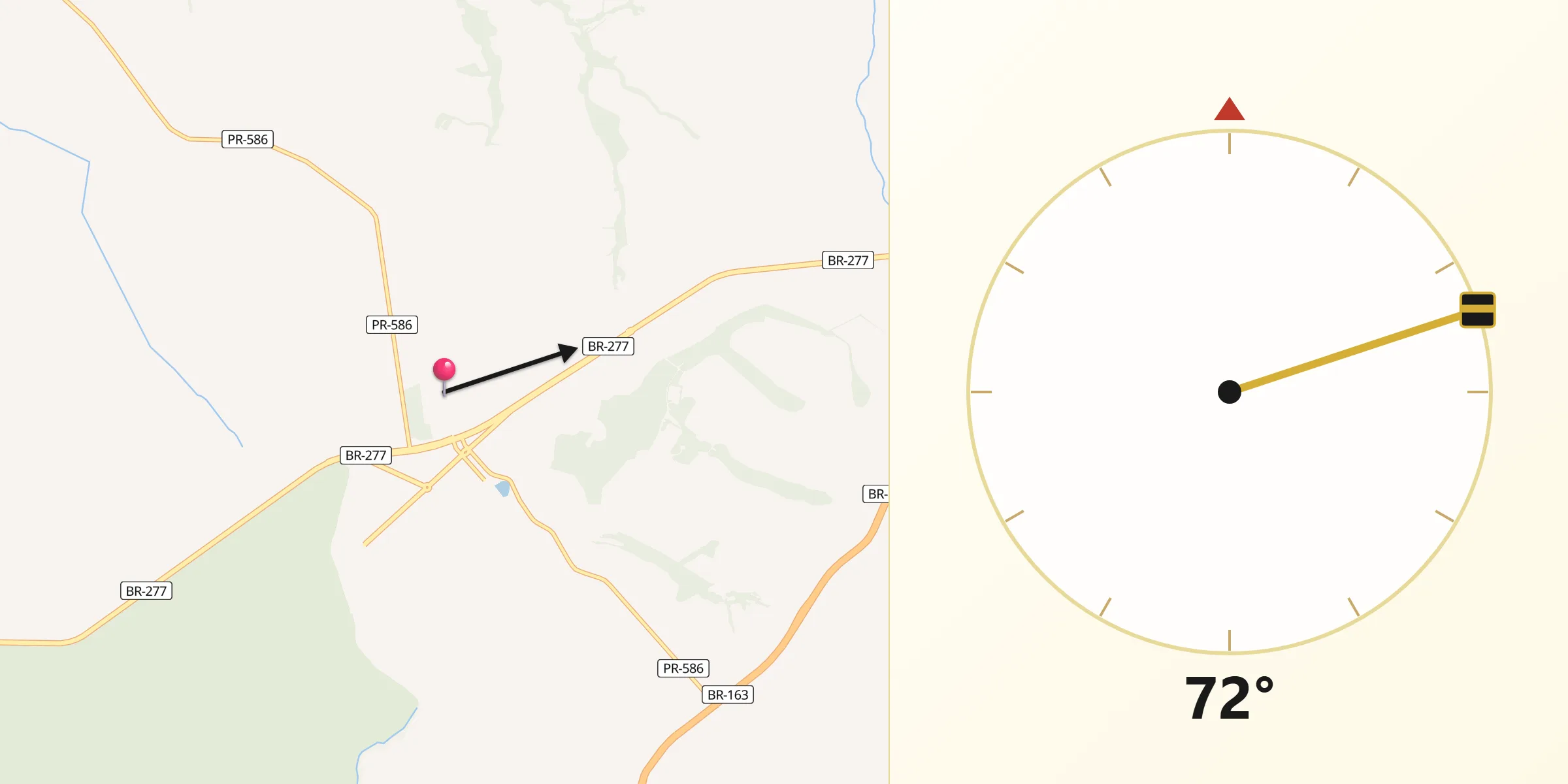 Direção da Qibla a partir de Santa Tereza do Oeste