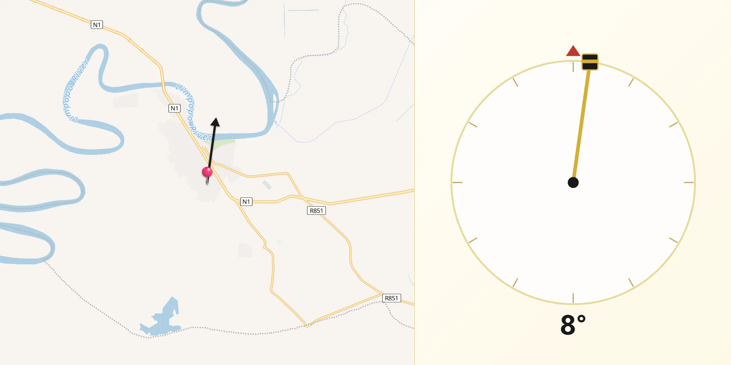 Direção da Qibla a partir de Xai-Xai