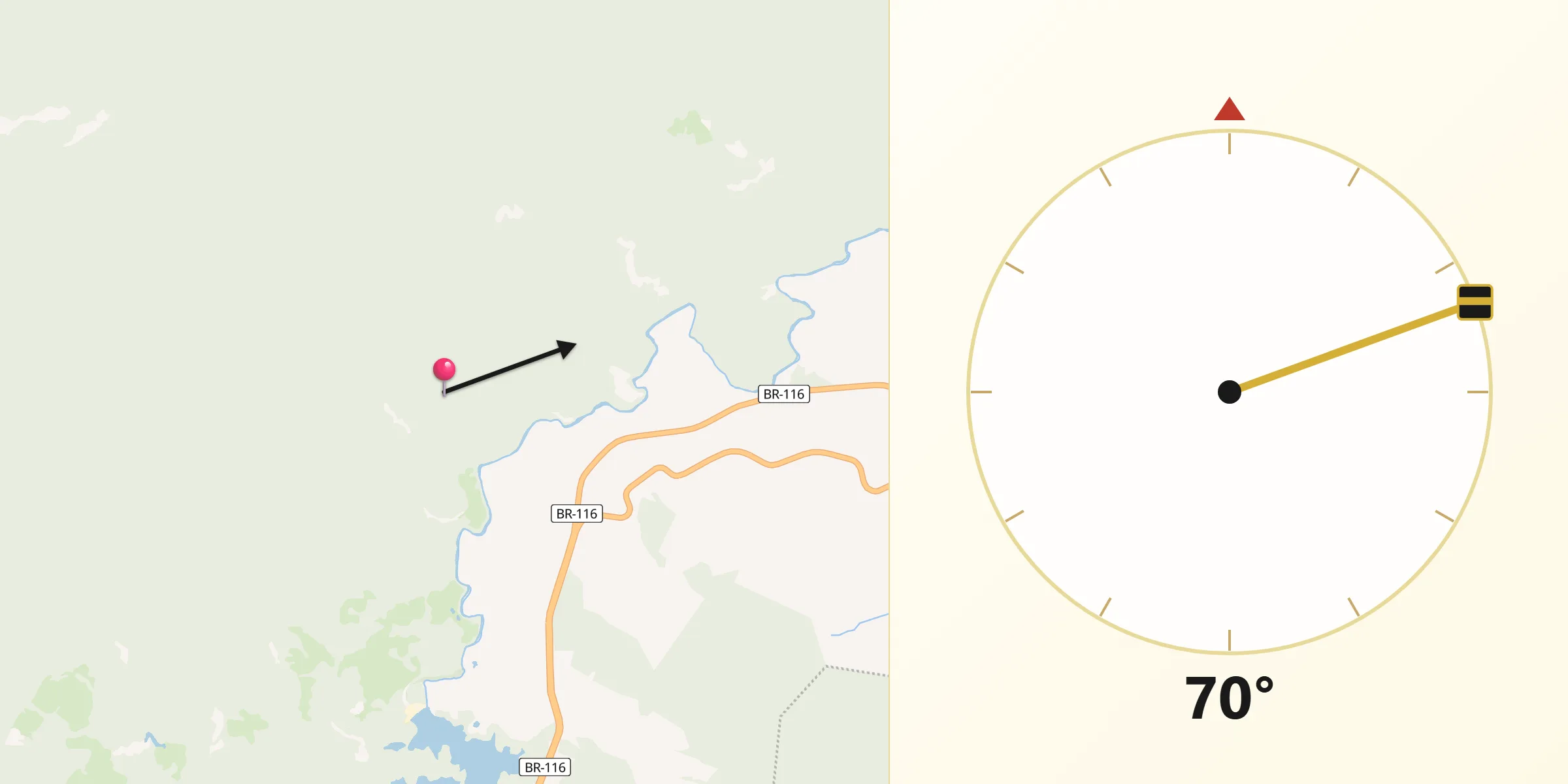 Direção da Qibla a partir de Bocaiúva do Sul