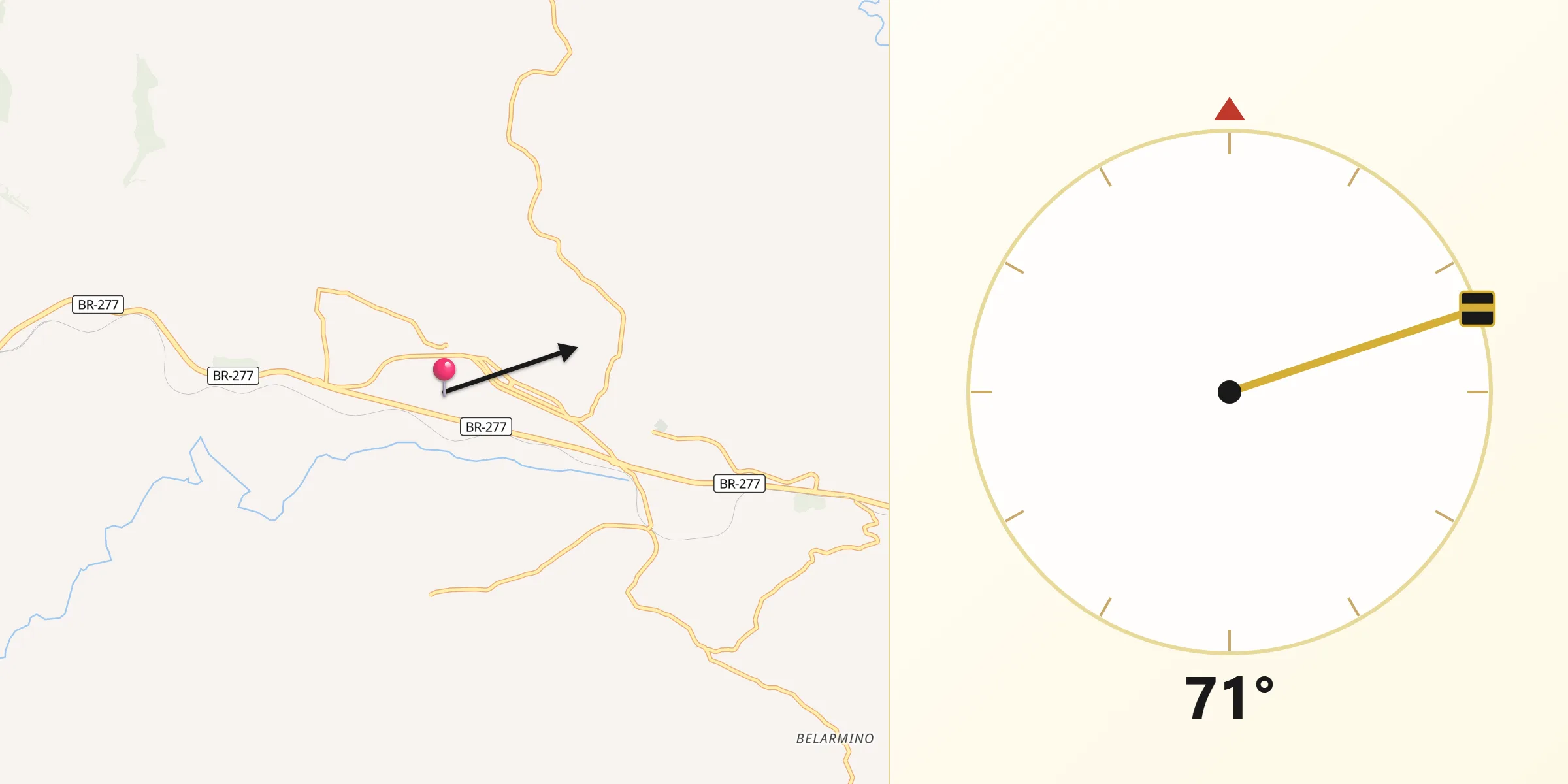 Direção da Qibla a partir de Guaraniaçu
