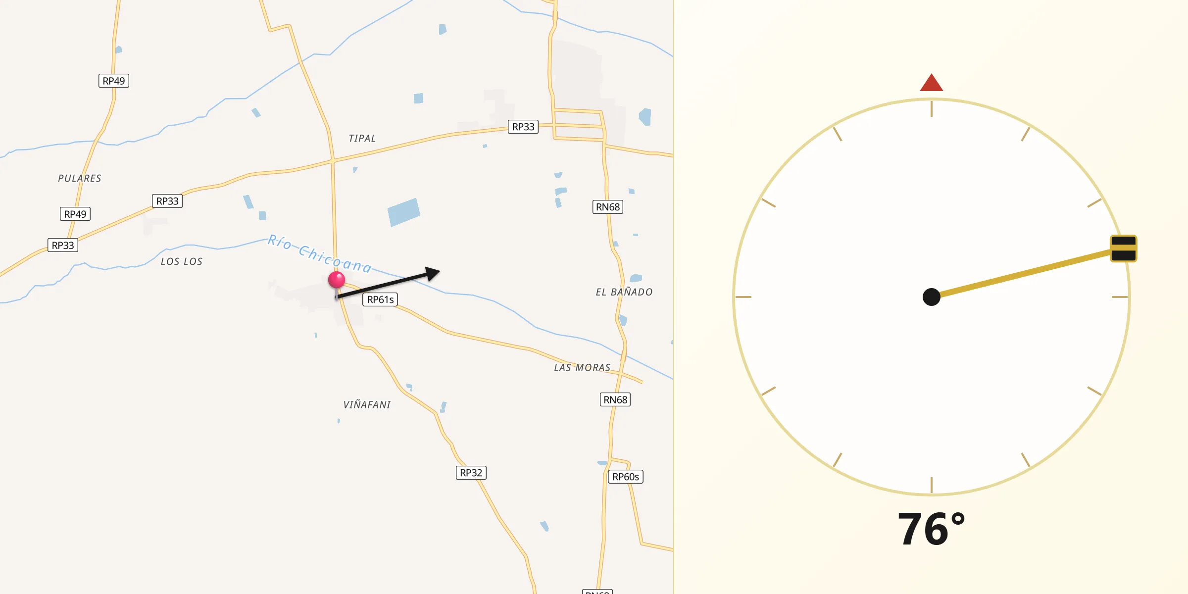 Dirección de la Qibla desde Chicoana