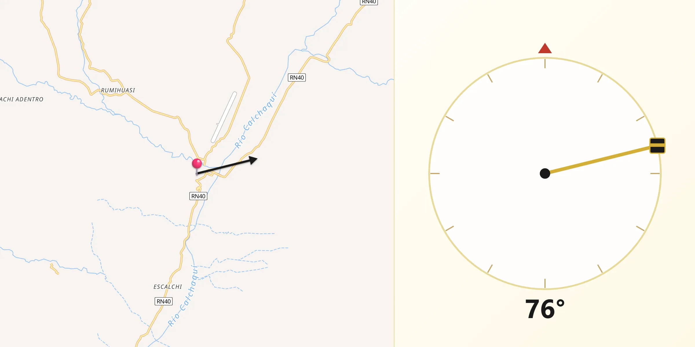 Dirección de la Qibla desde Cachí