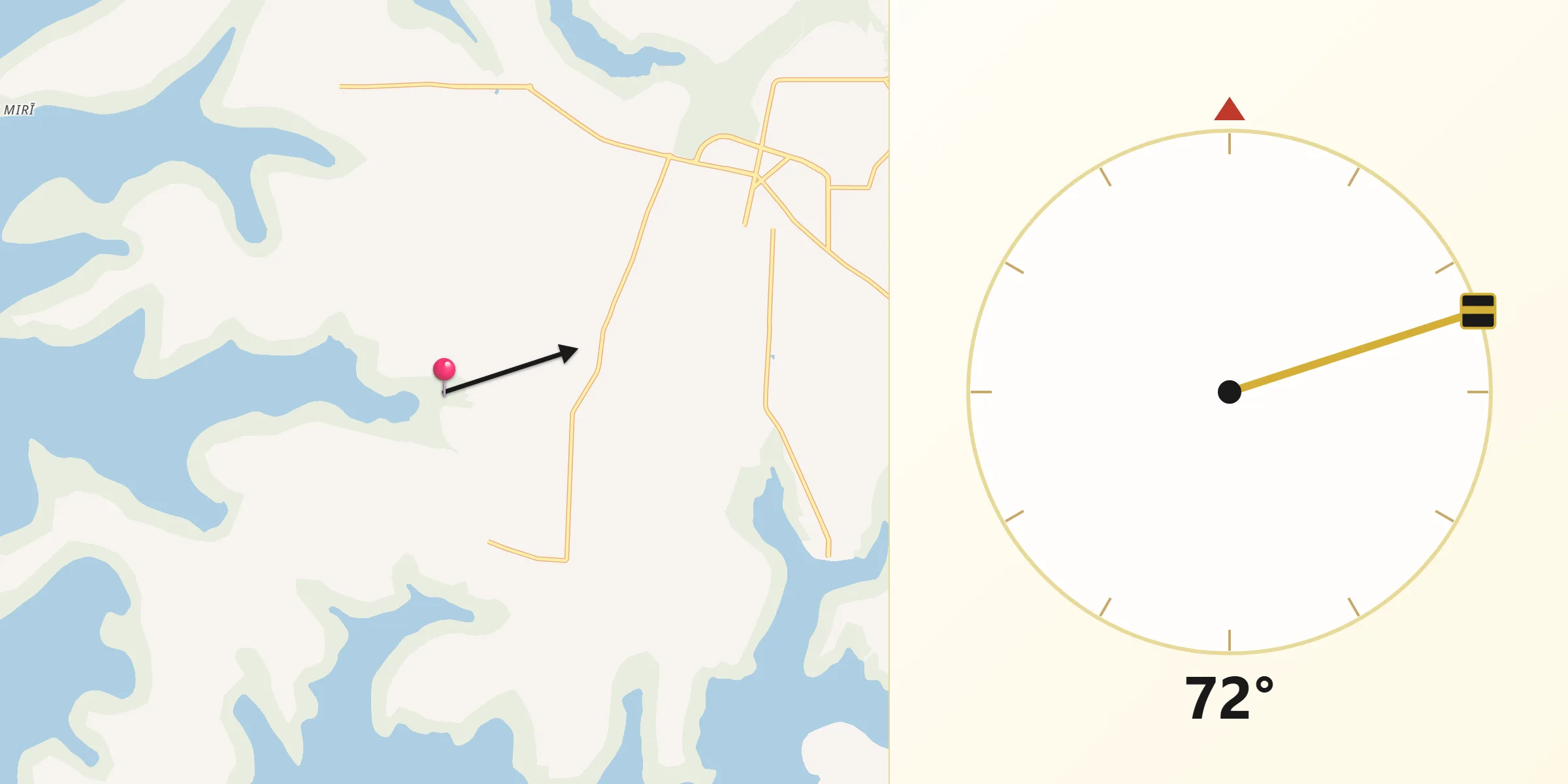 Direção da Qibla a partir de Itaipulândia