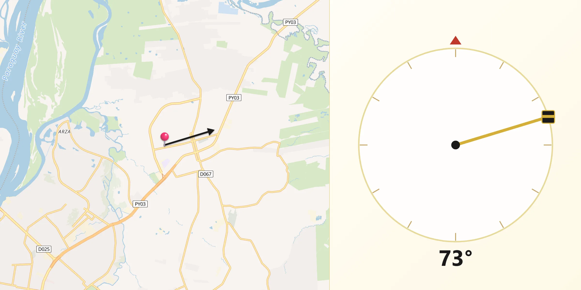 Dirección de la Qibla desde Limpio