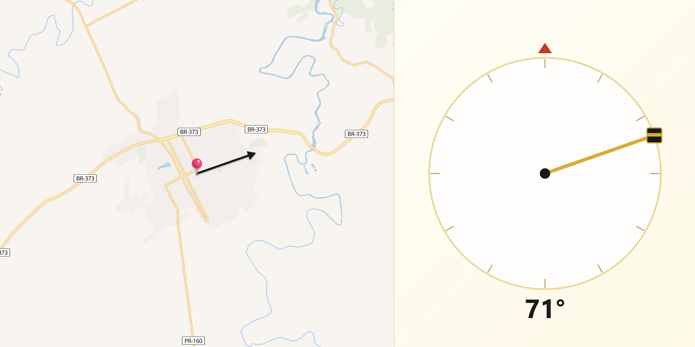 Direção da Qibla a partir de Prudentópolis