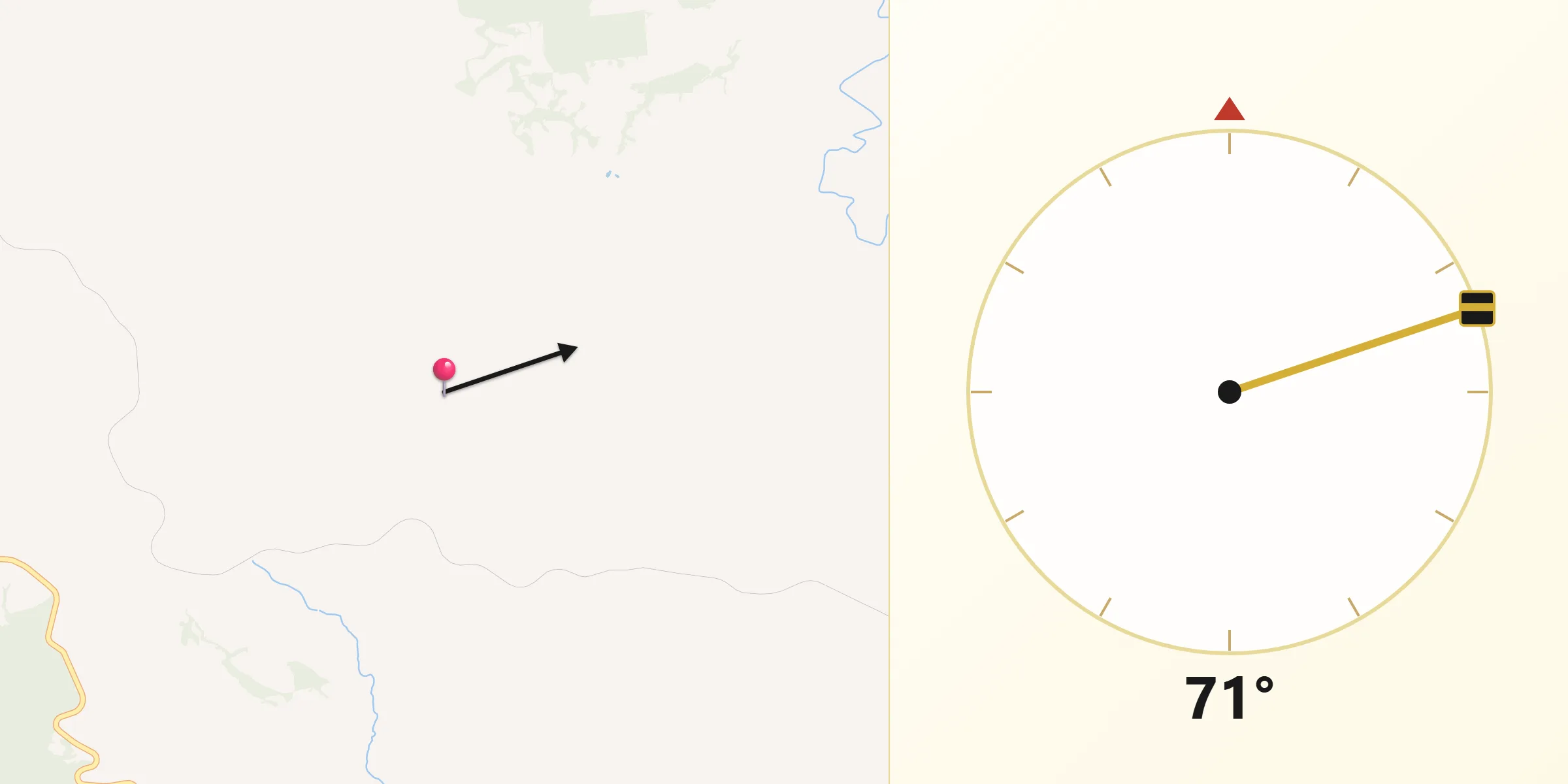 Direção da Qibla a partir de Nova Laranjeiras