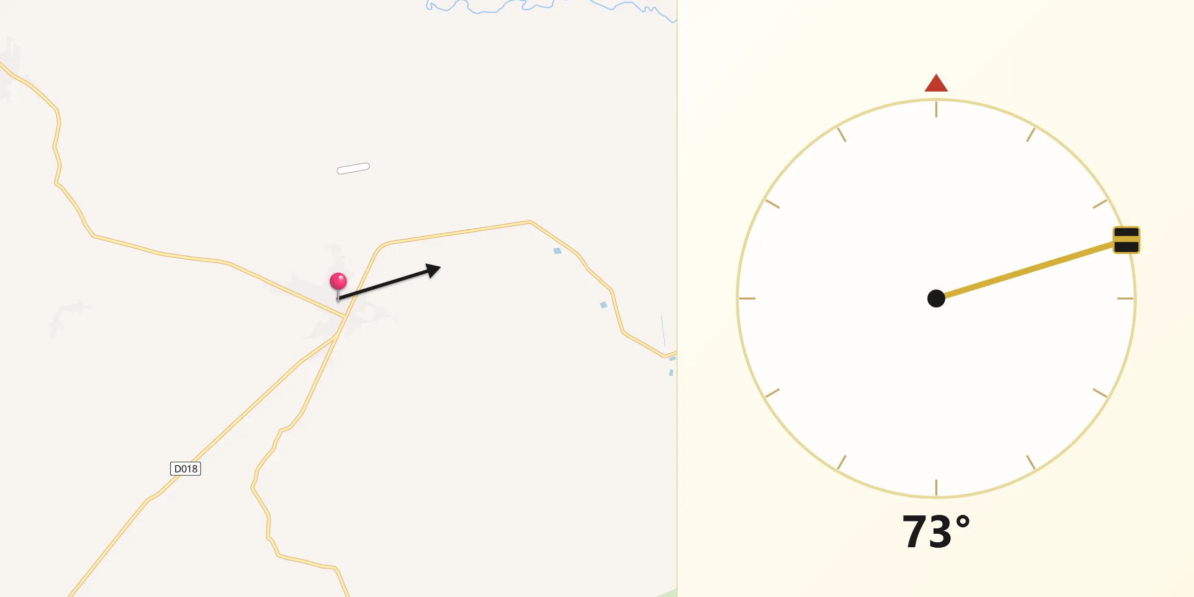 Dirección de la Qibla desde Caraguatay