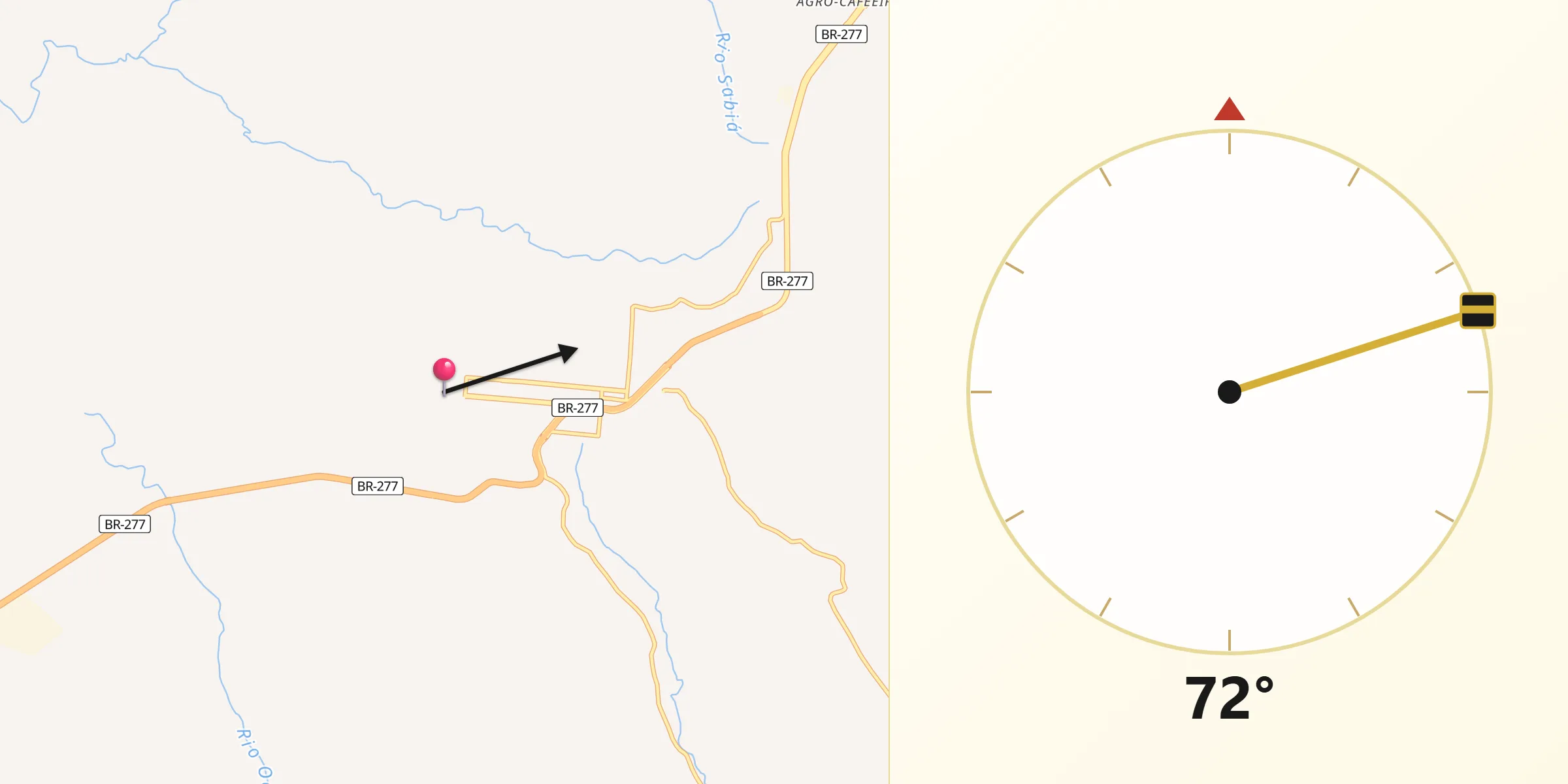 Direção da Qibla a partir de Matelândia