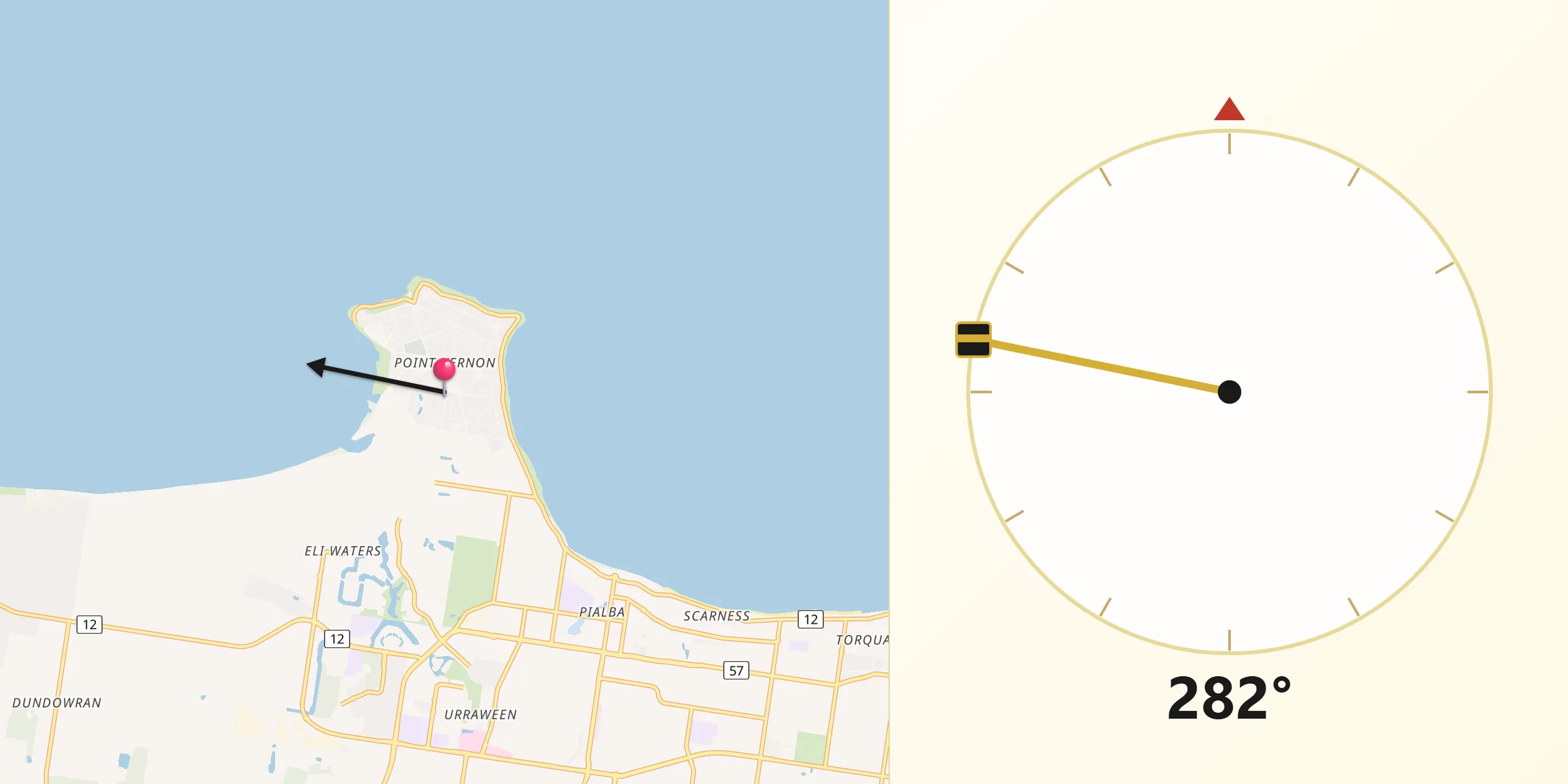 Qibla Direction from Point Vernon