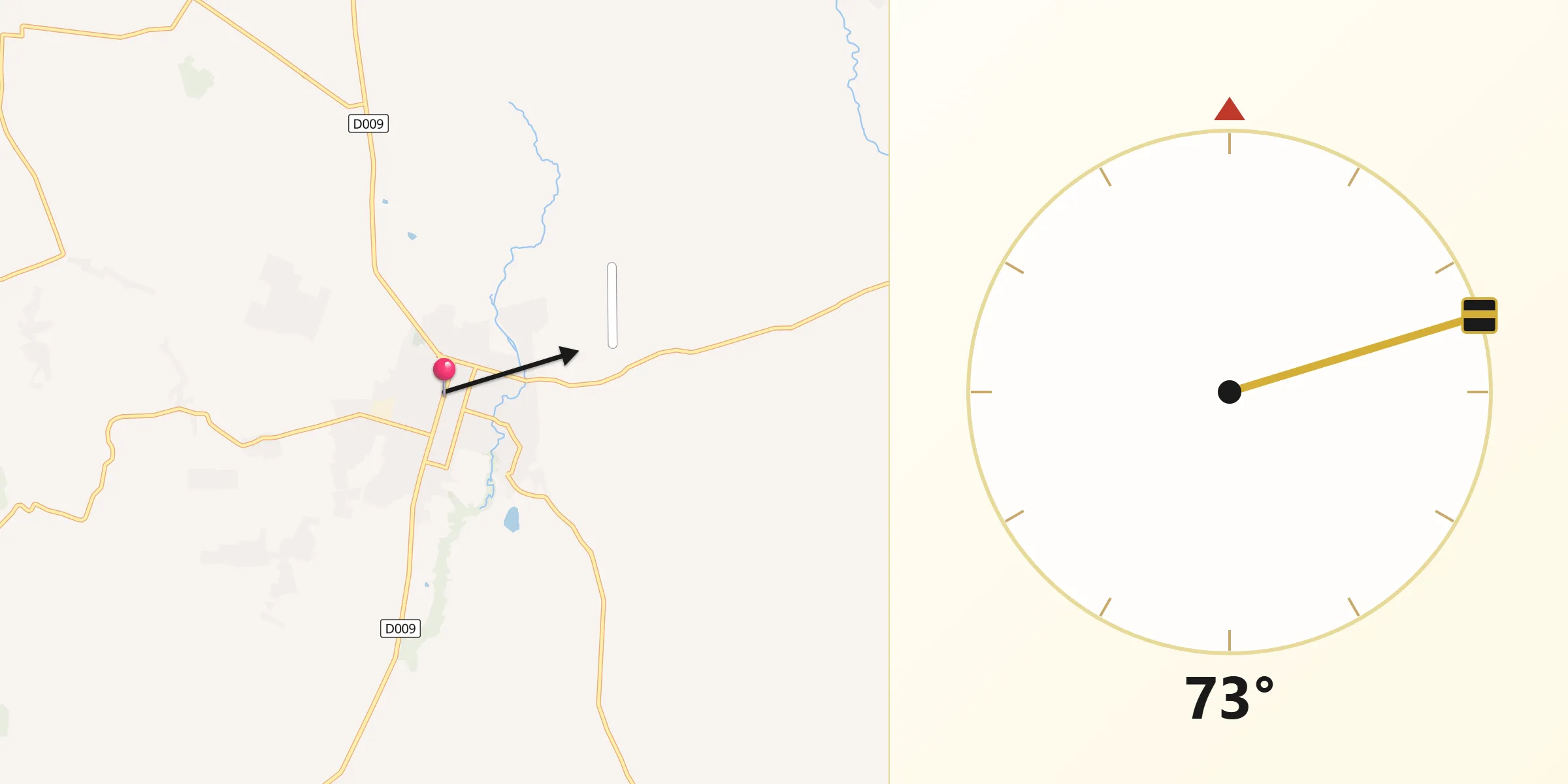Dirección de la Qibla desde Tobatí