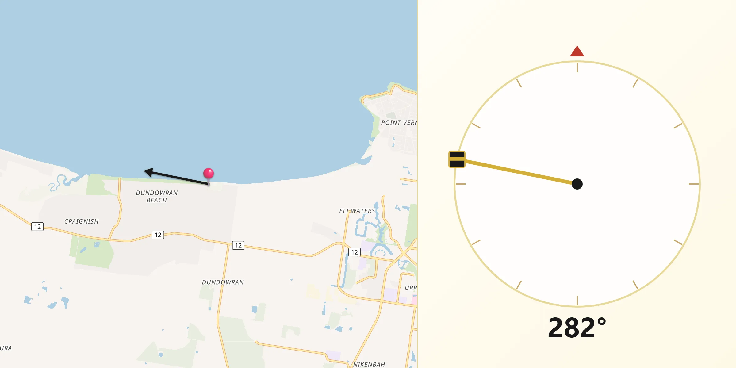 Qibla Direction from Dundowran Beach