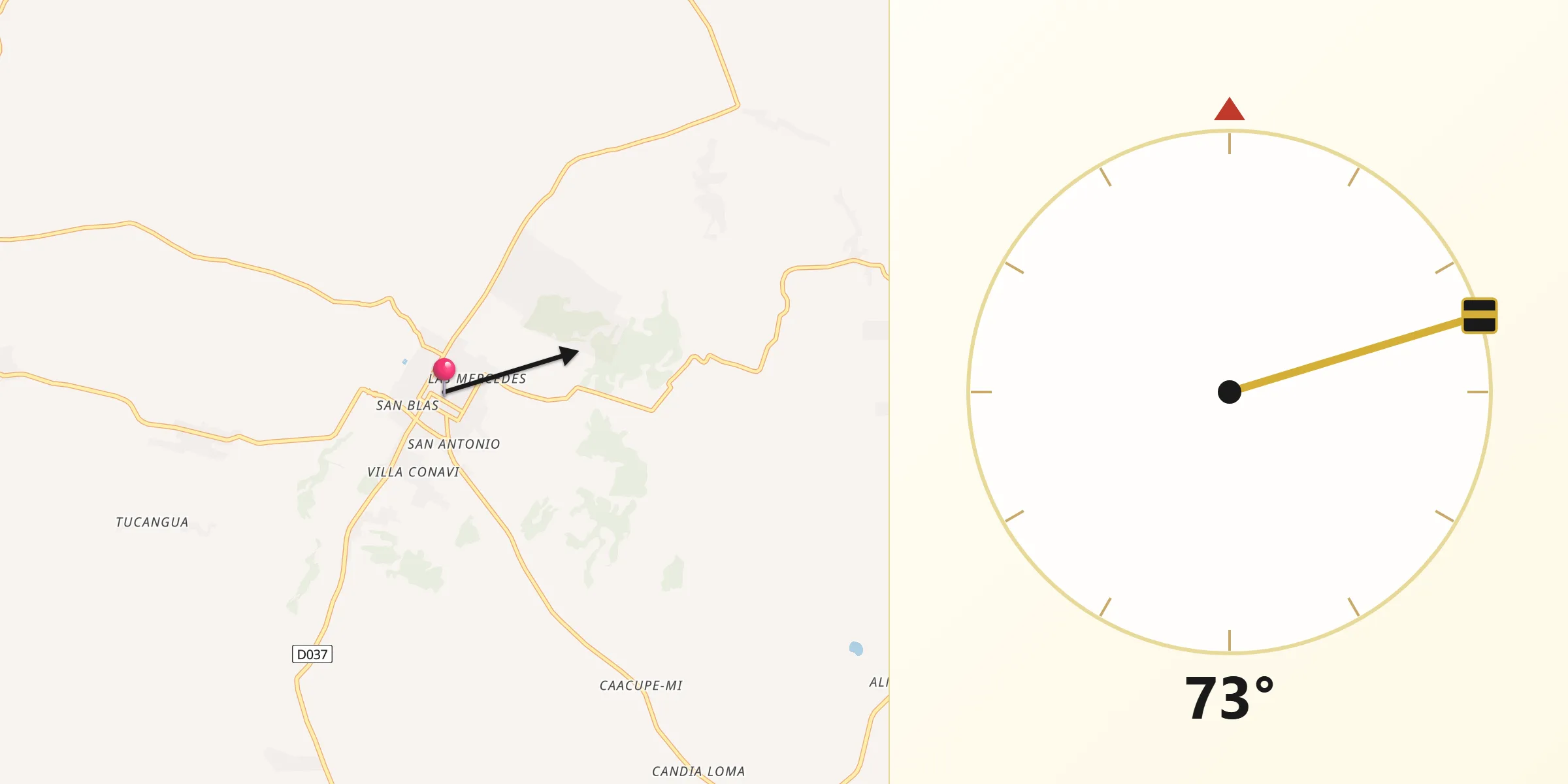 Dirección de la Qibla desde Atyrá