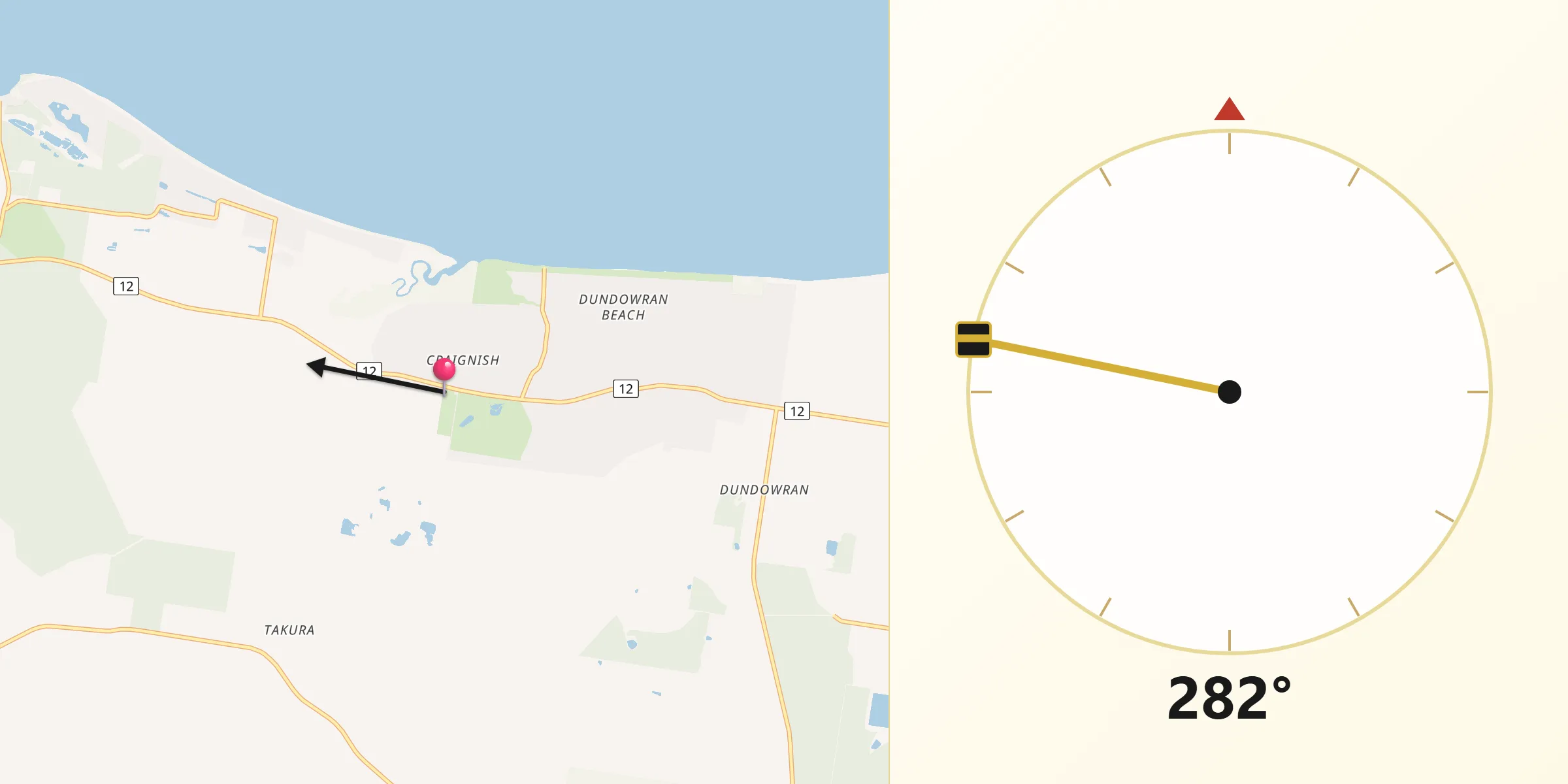 Qibla Direction from Craignish