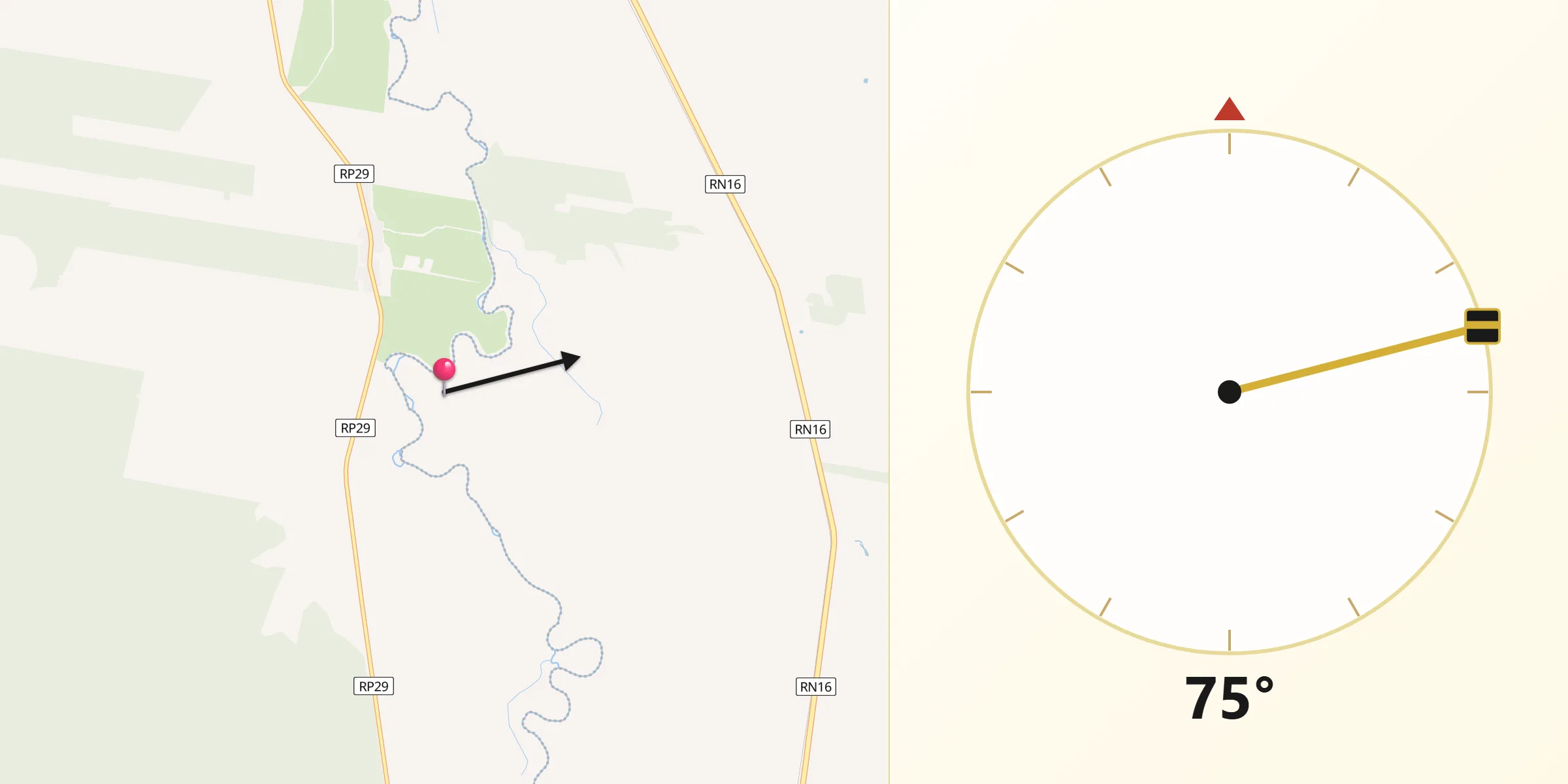 Dirección de la Qibla desde El Quebrachal