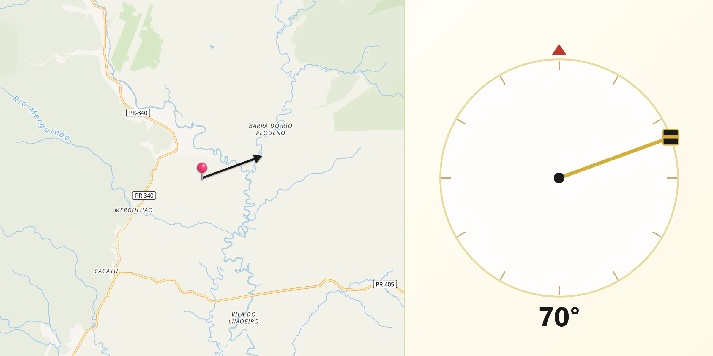 Direção da Qibla a partir de Antonina