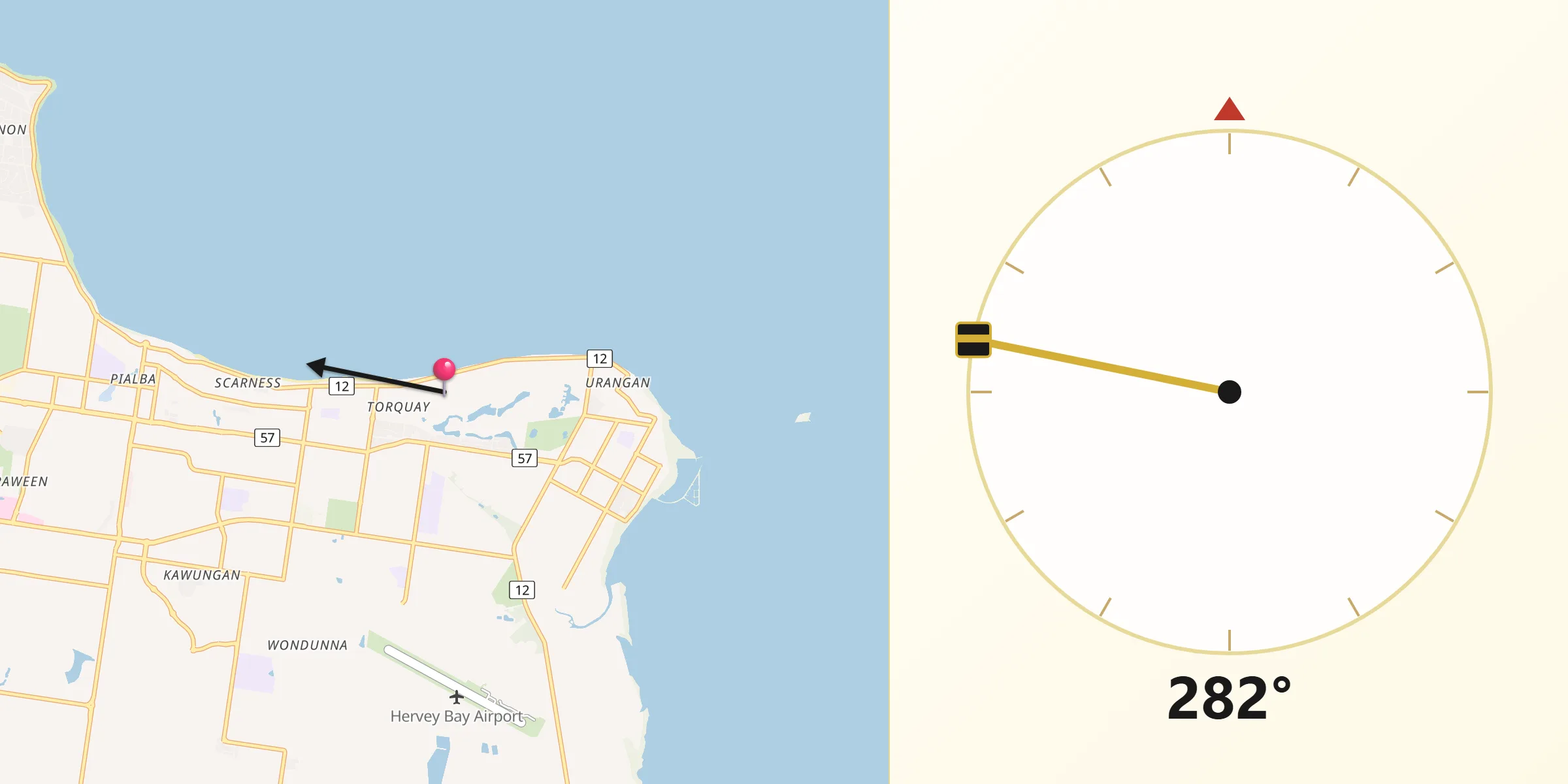 Qibla Direction from Torquay