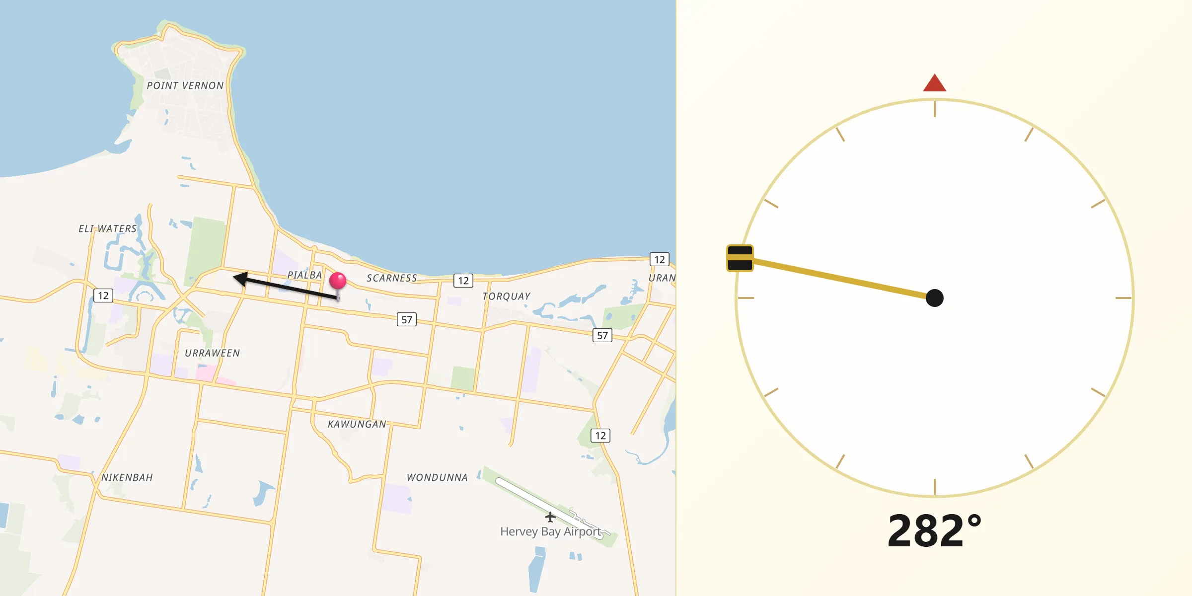 Qibla Direction from Pialba