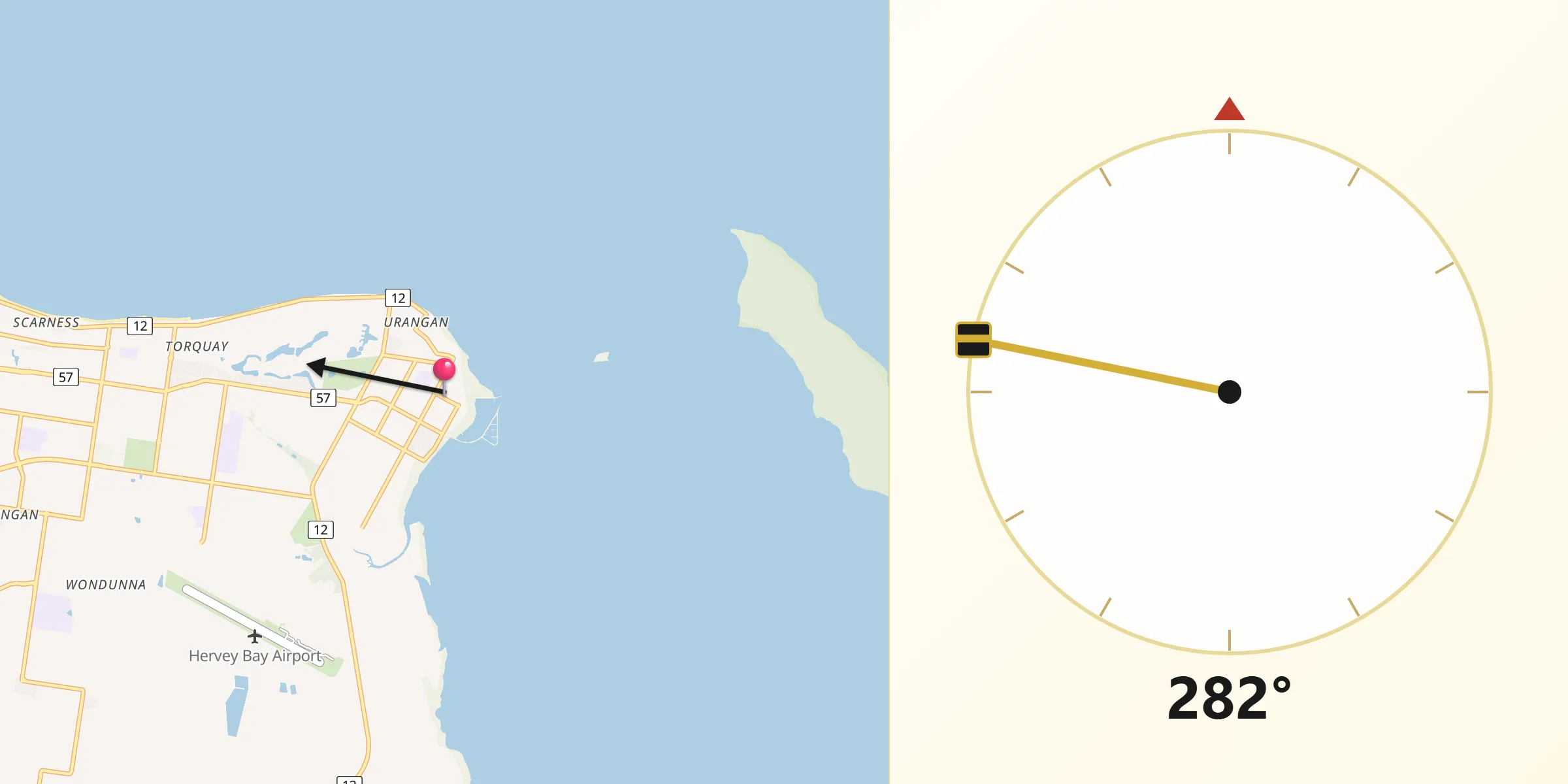 Qibla Direction from Urangan
