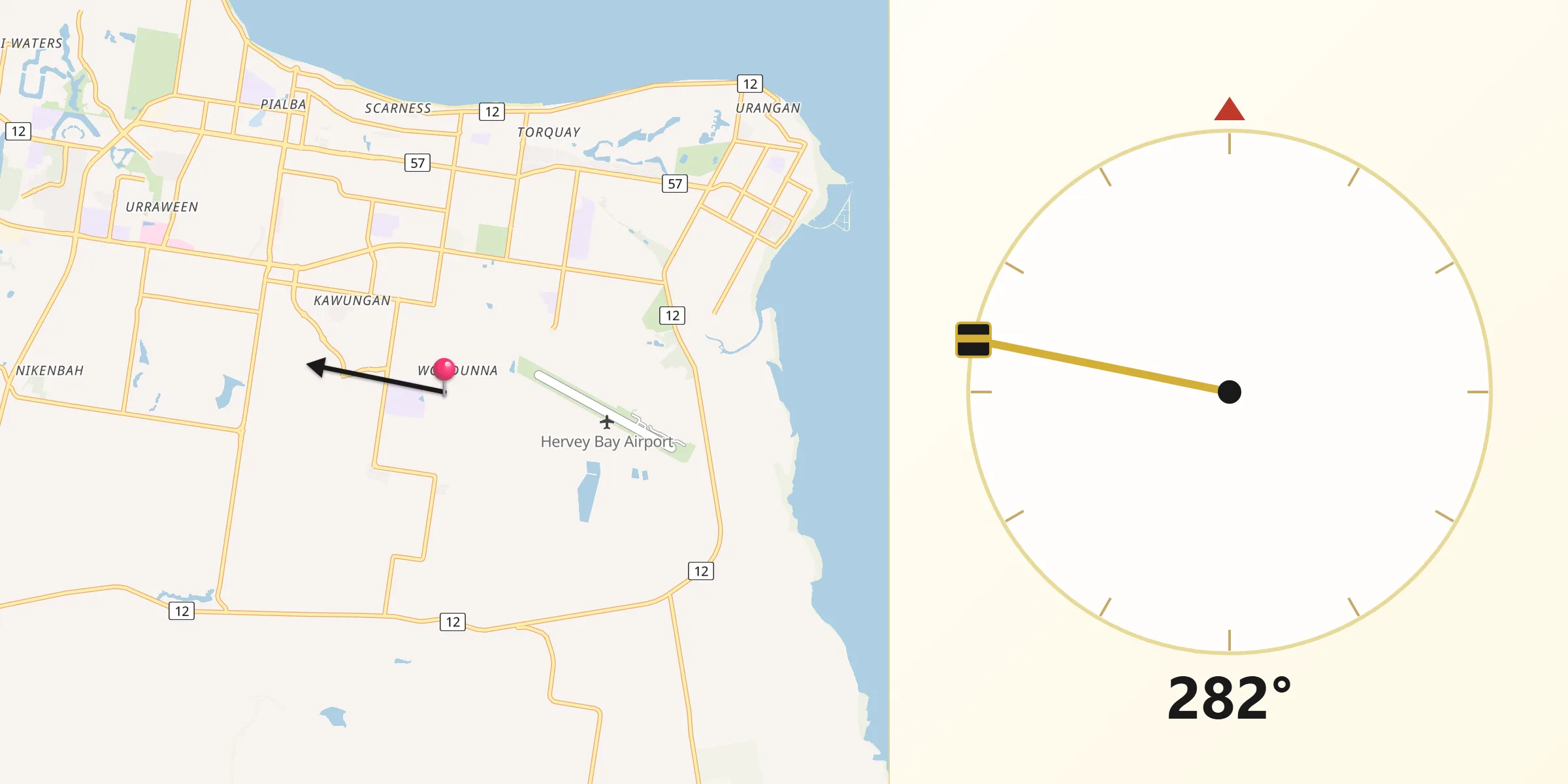 Qibla Direction from Wondunna