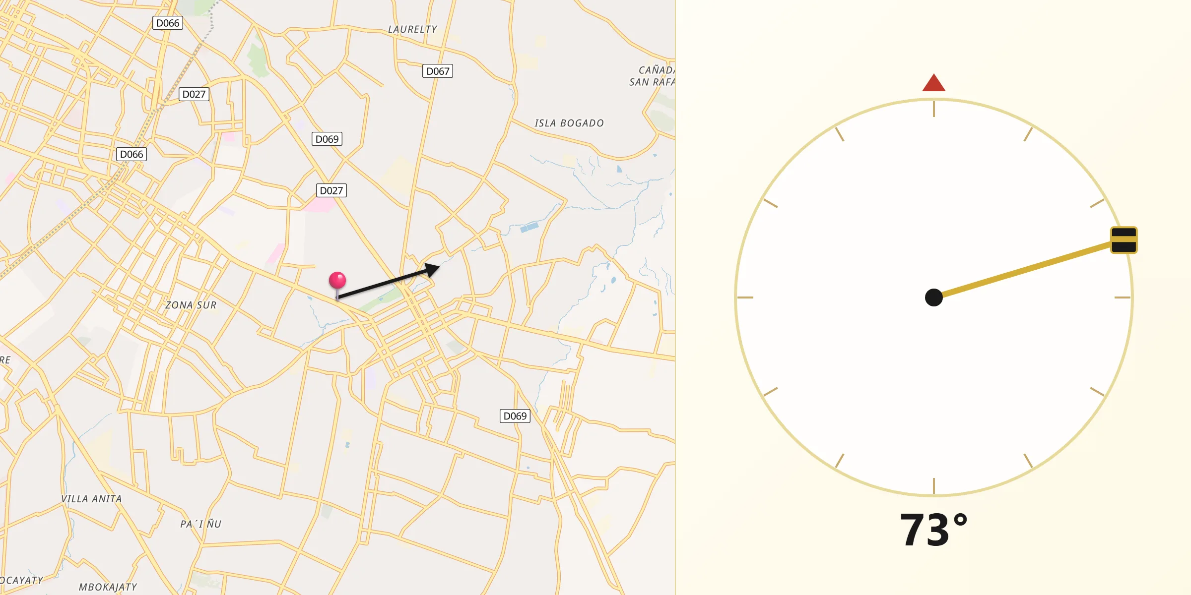 Dirección de la Qibla desde Fernando de la Mora