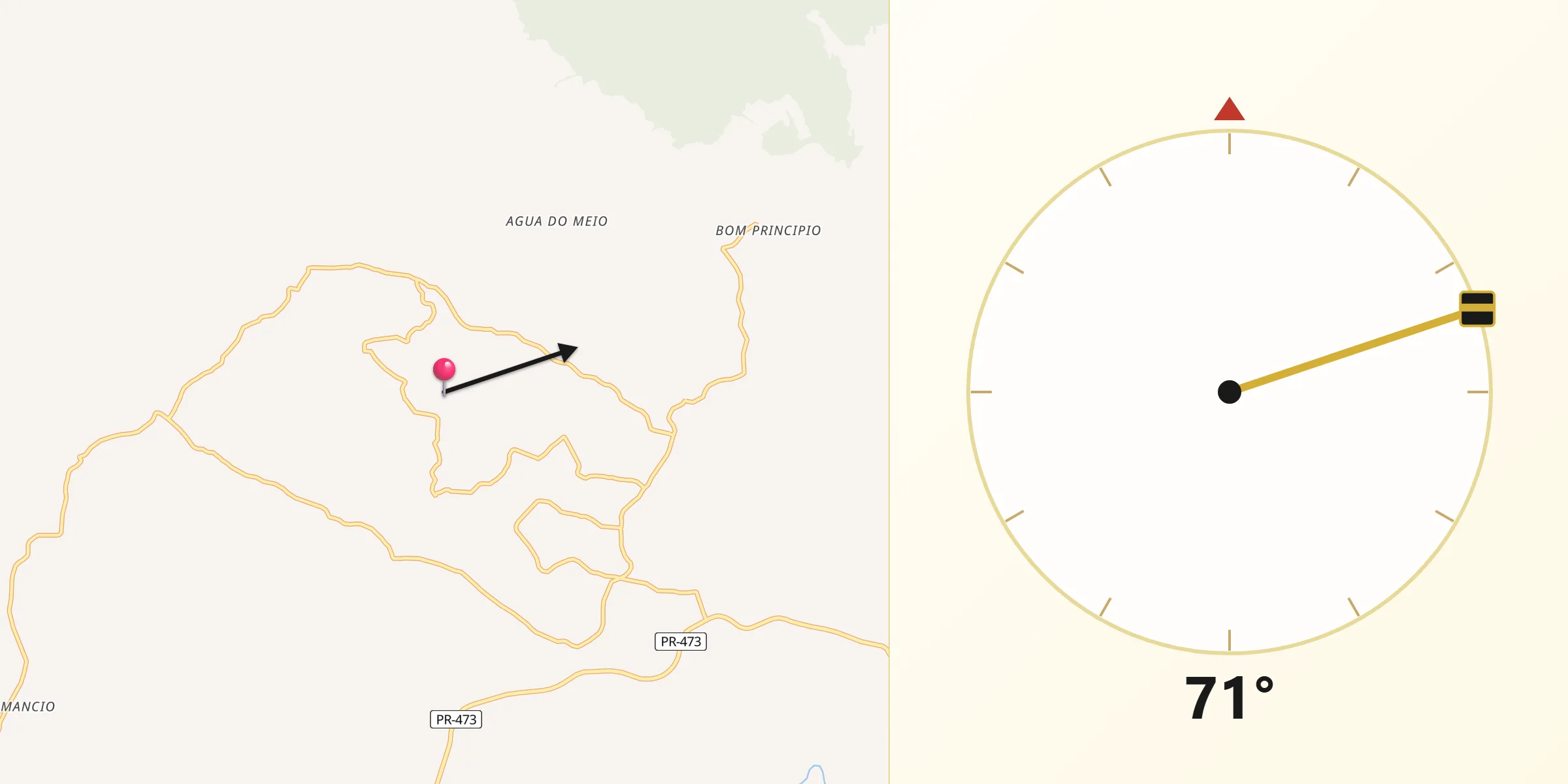 Direção da Qibla a partir de Espigão Alto do Iguaçu