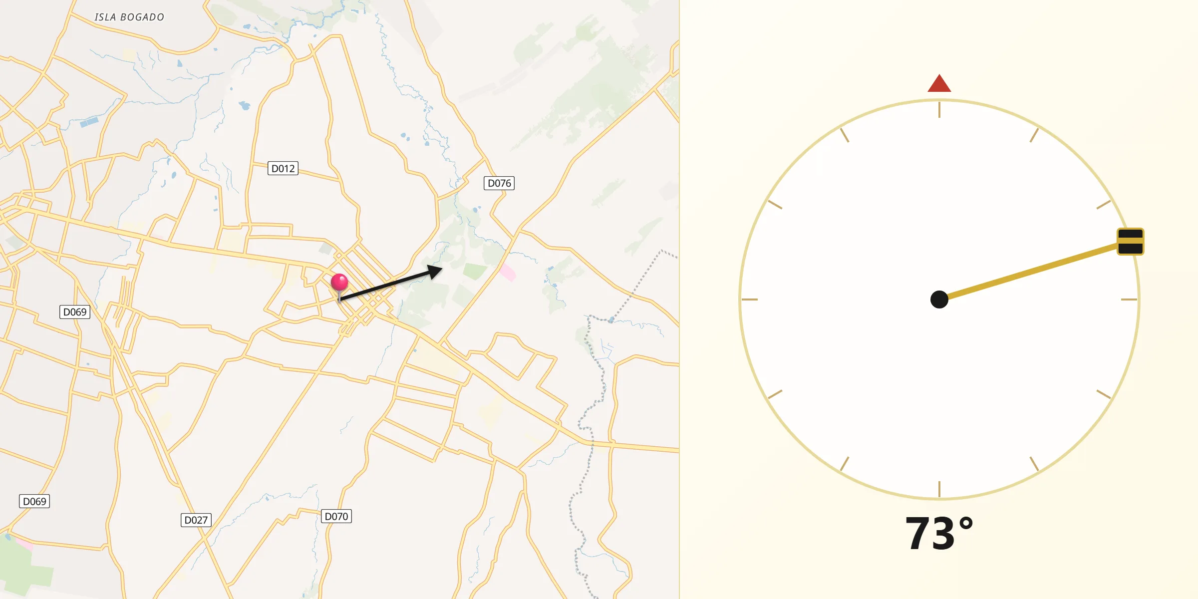 Dirección de la Qibla desde Capiatá