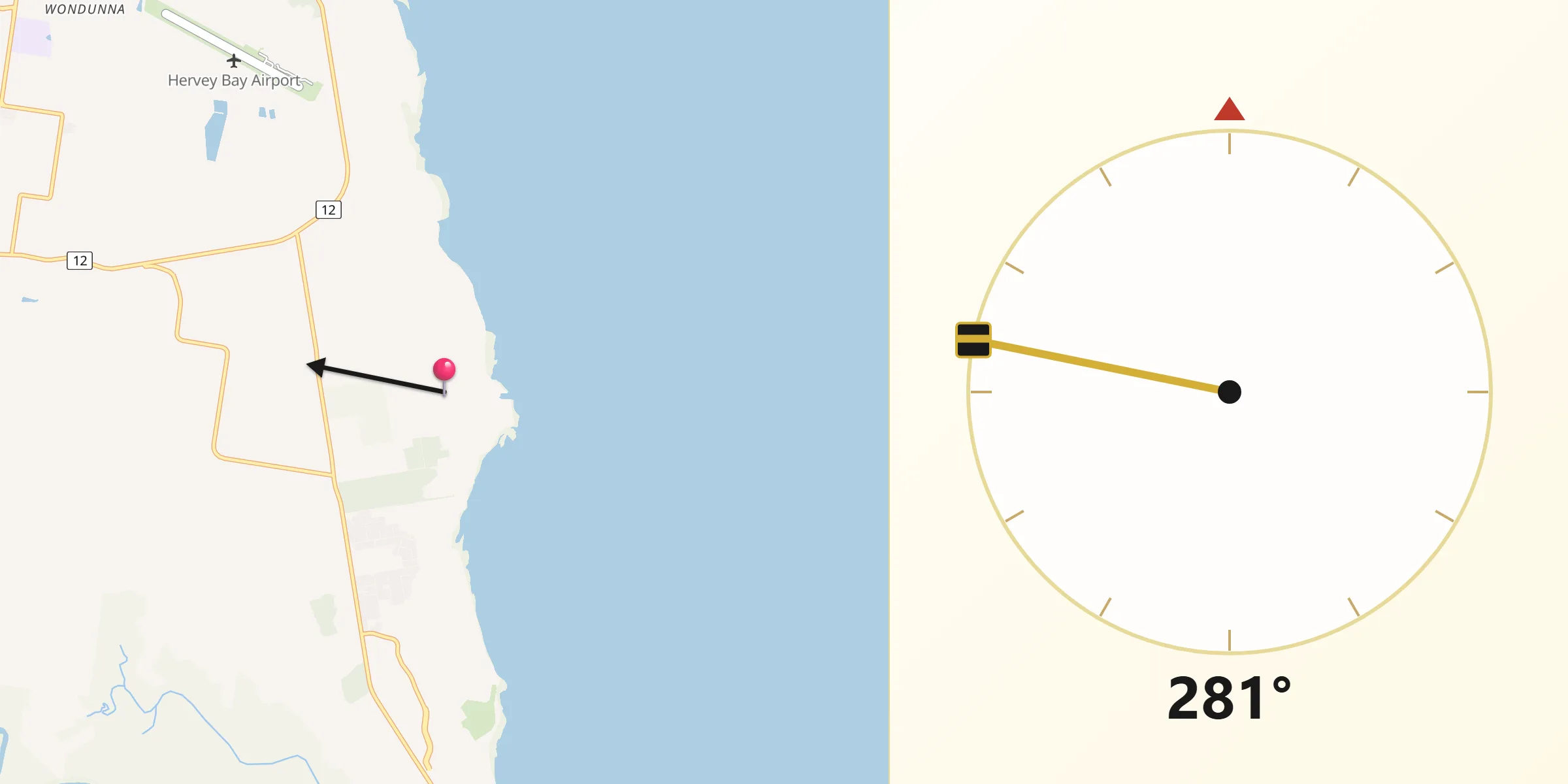 Qibla Direction from Booral