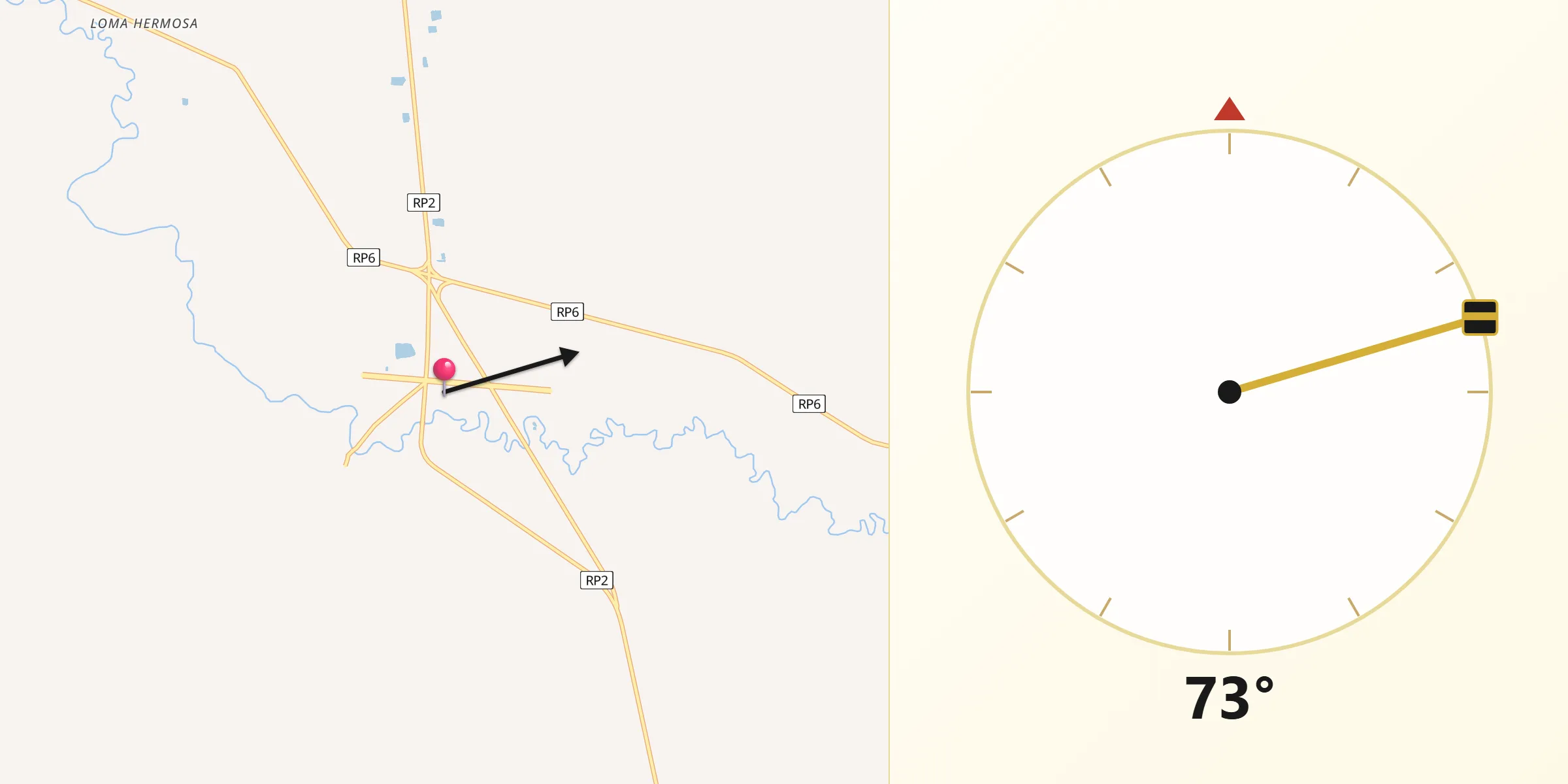 Dirección de la Qibla desde Riacho Eh-Eh