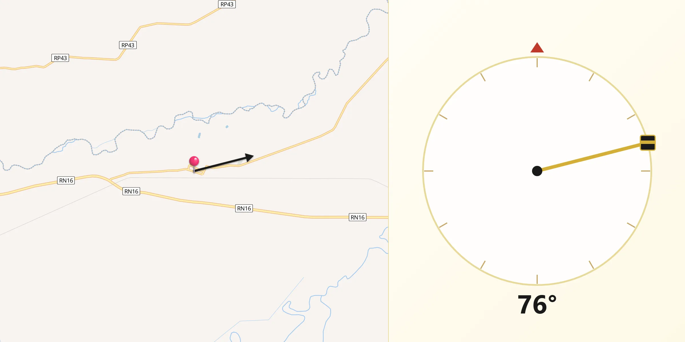 Dirección de la Qibla desde El Galpón