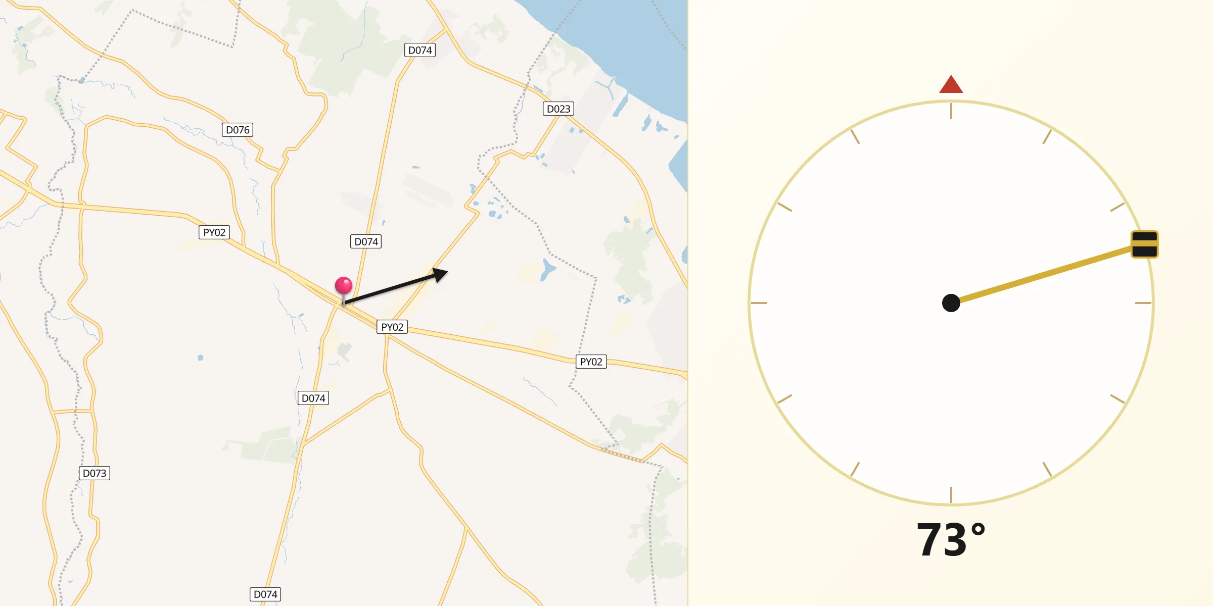 Dirección de la Qibla desde Itauguá
