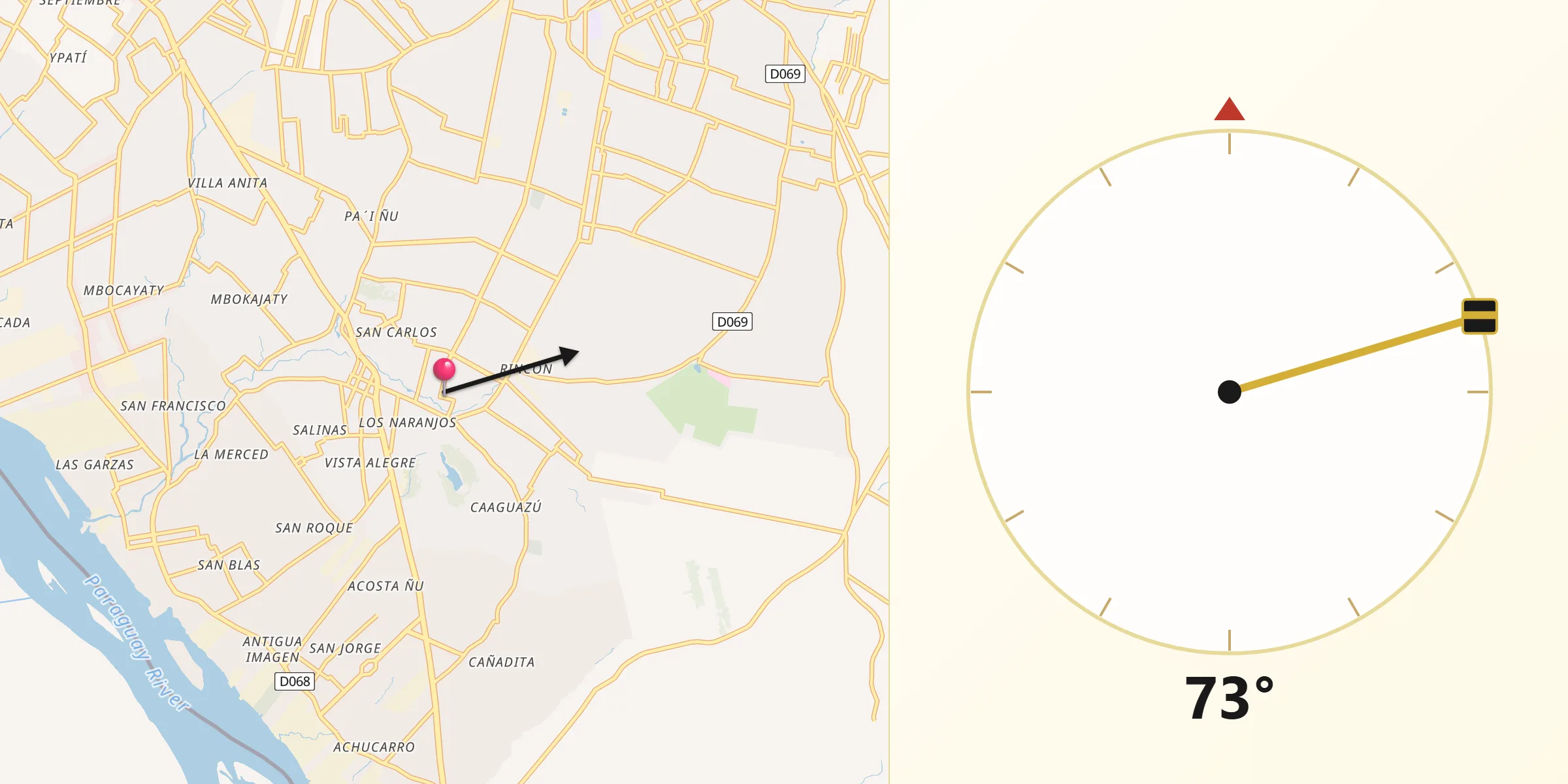 Dirección de la Qibla desde Nemby