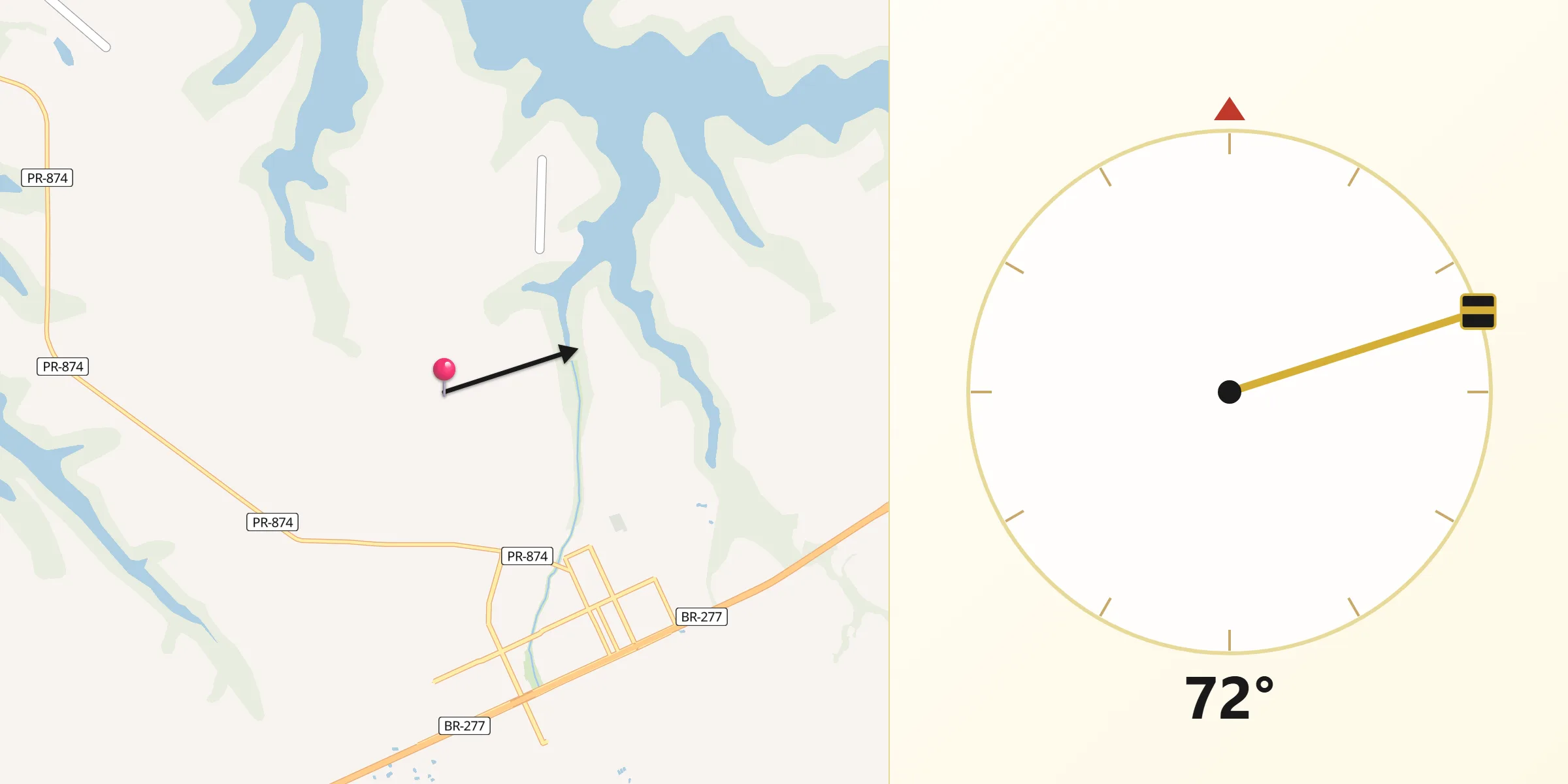 Direção da Qibla a partir de Santa Terezinha de Itaipu
