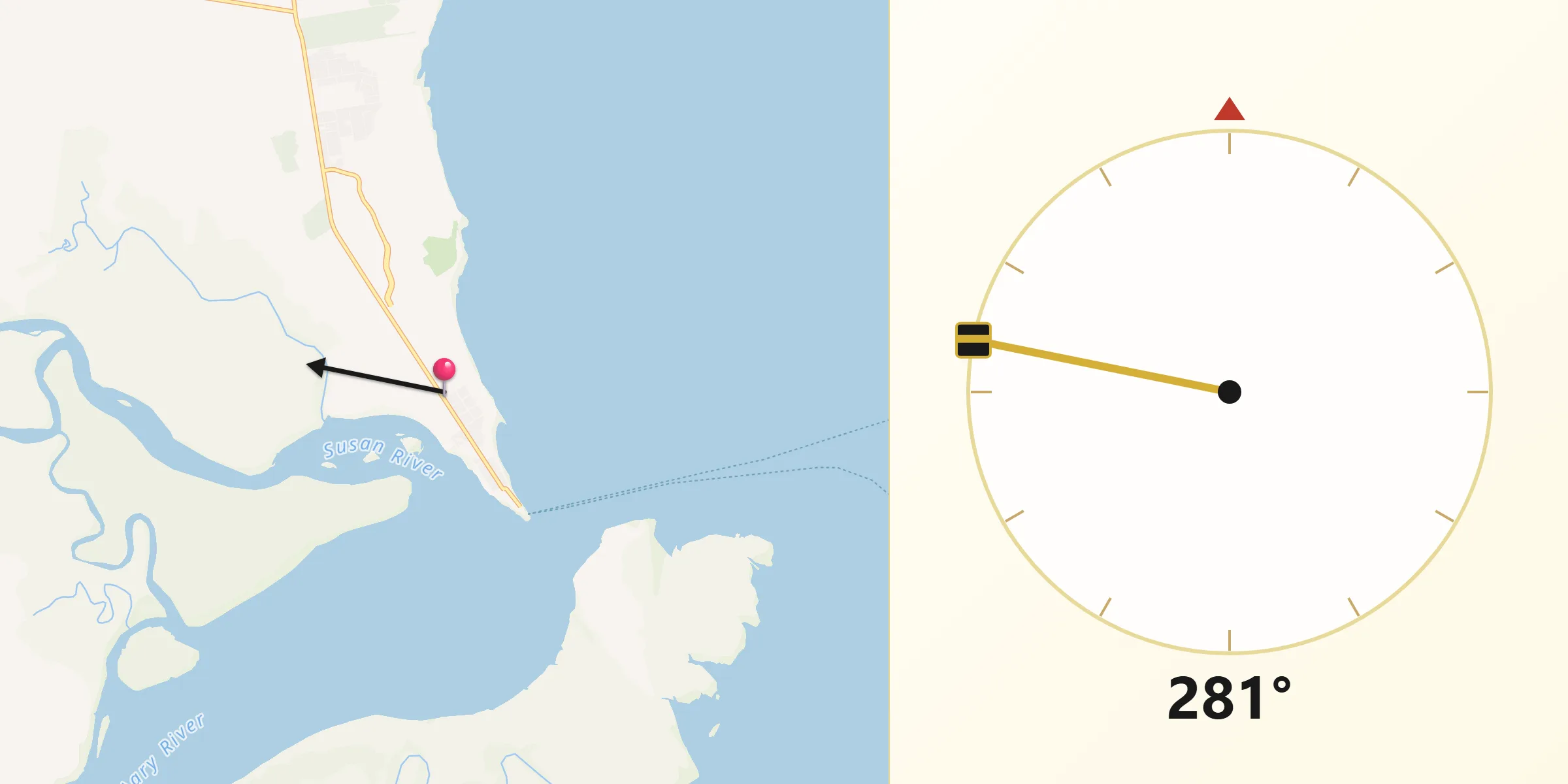 Qibla Direction from River Heads