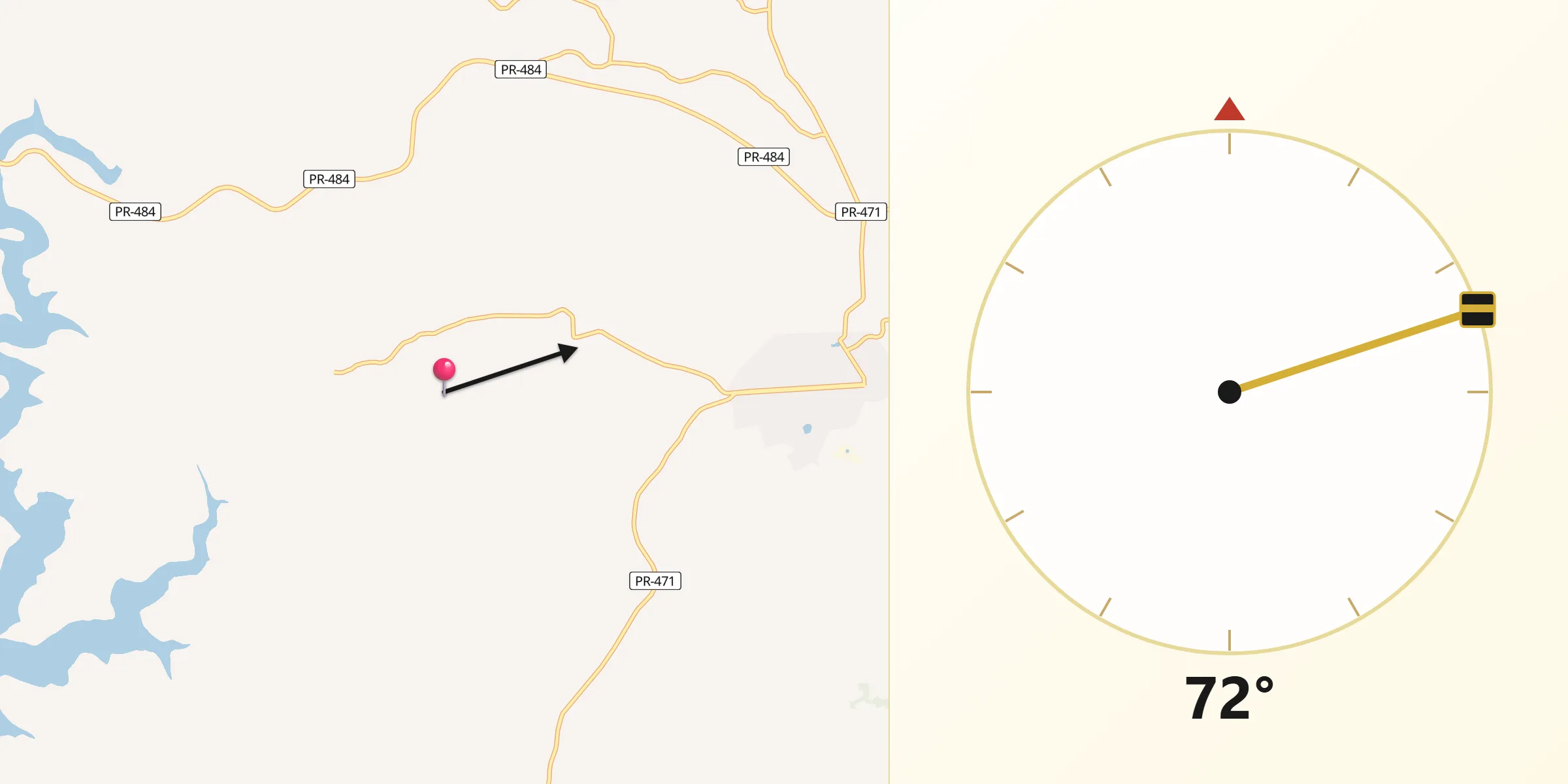 Direção da Qibla a partir de Três Barras do Paraná