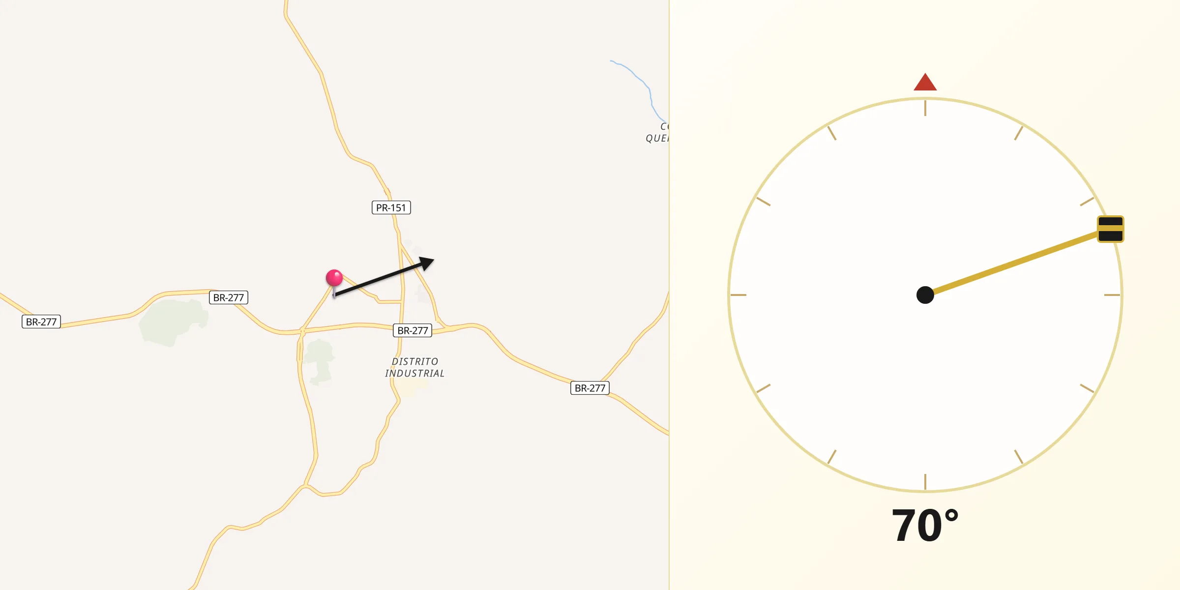 Direção da Qibla a partir de Palmeira