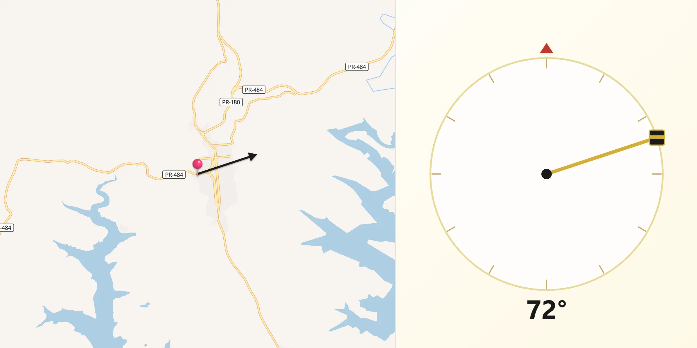 Direção da Qibla a partir de Boa Vista da Aparecida