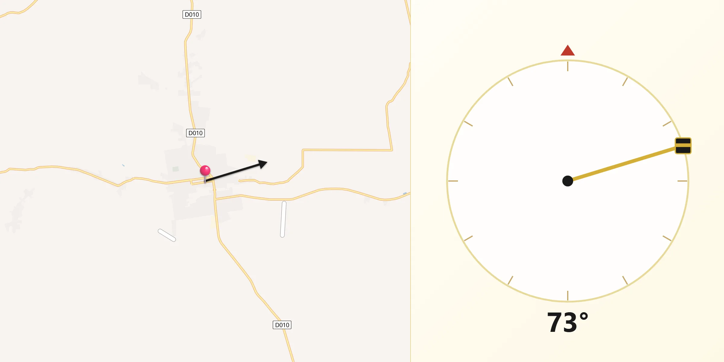 Dirección de la Qibla desde Piribebuy
