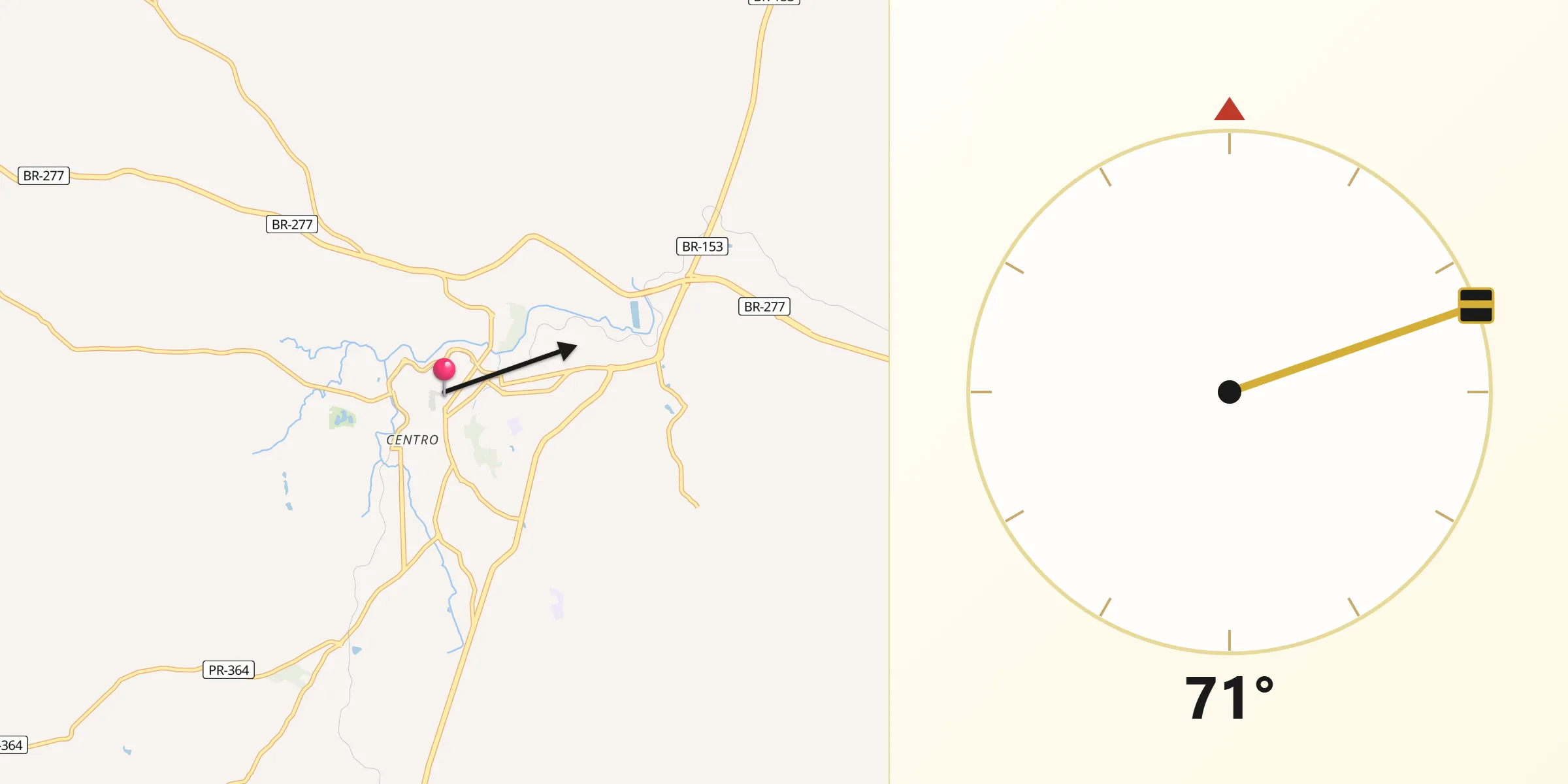 Direção da Qibla a partir de Irati