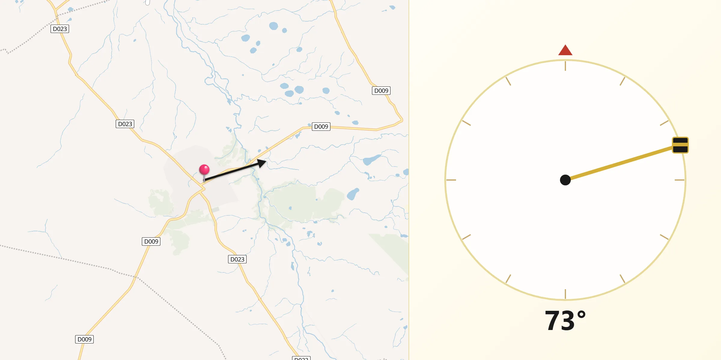 Dirección de la Qibla desde Pirayú